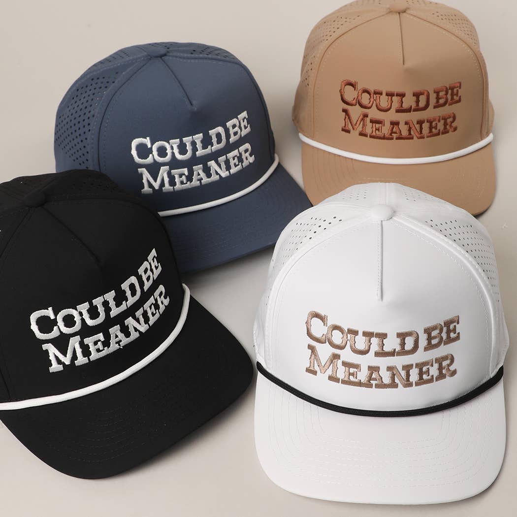 COULD BE MEANER Premium Materials Rope Strap Trucker Hat: SAND/BROWN, One Size