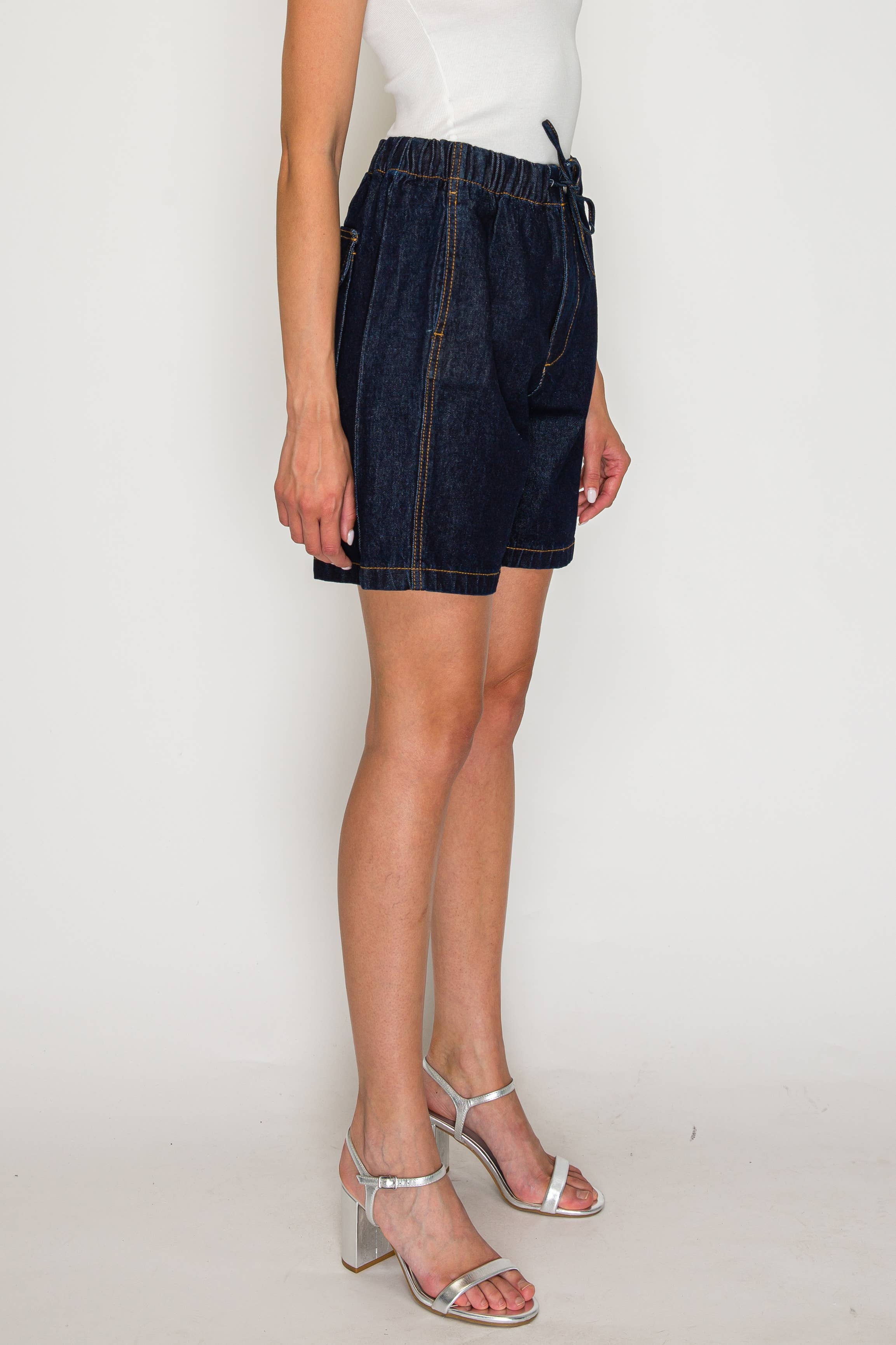HIGH RISE BERMUDA WITH DRAWSTRING JEANS: 10