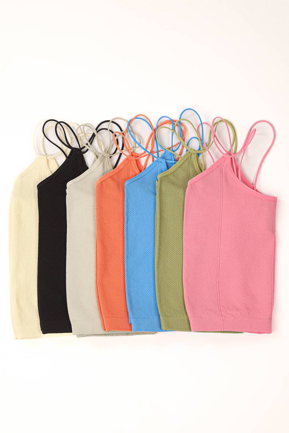 Double Strap Slim Fit Tank Top: Pink