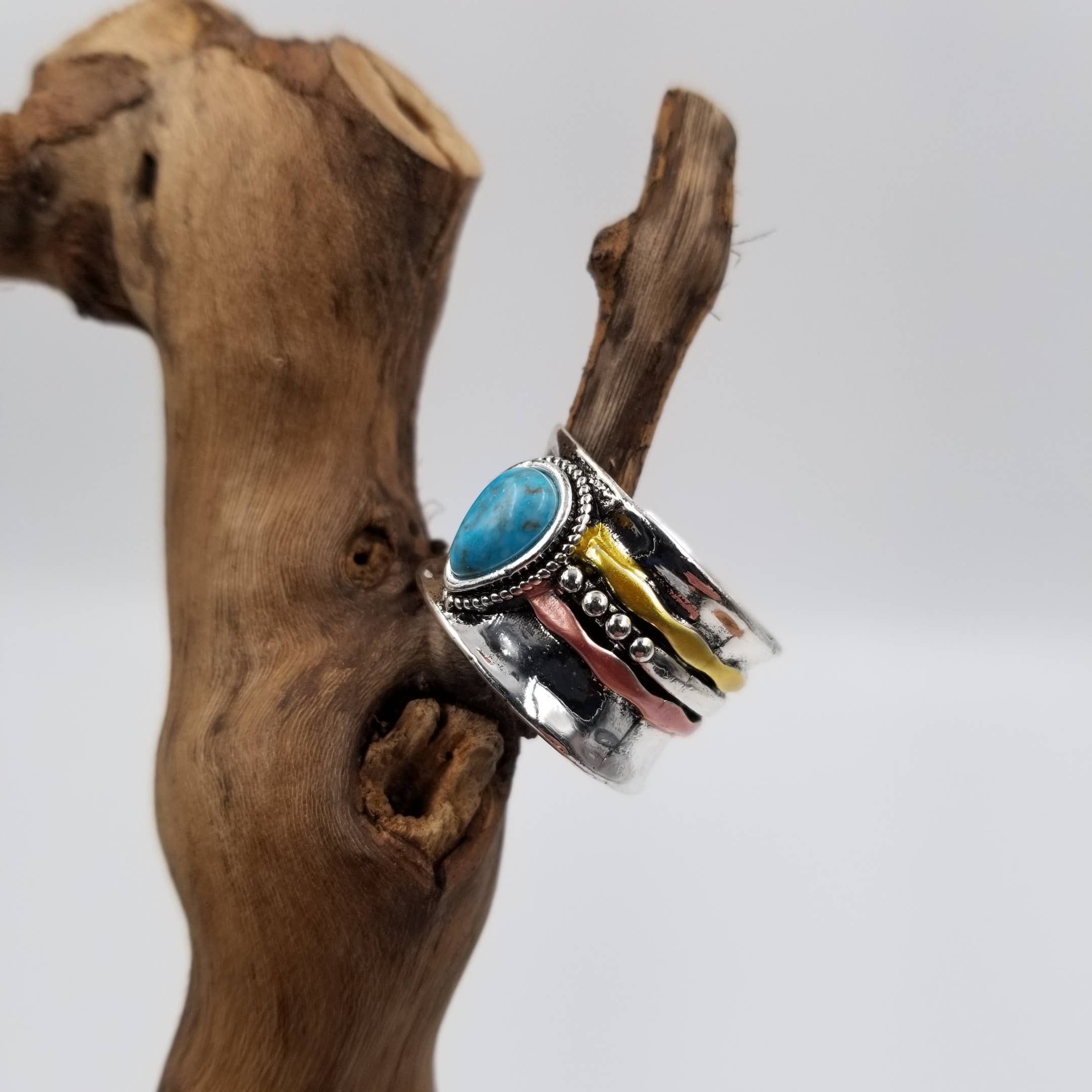 Retro Medieval Semi Precious Turquoise Ring: 6