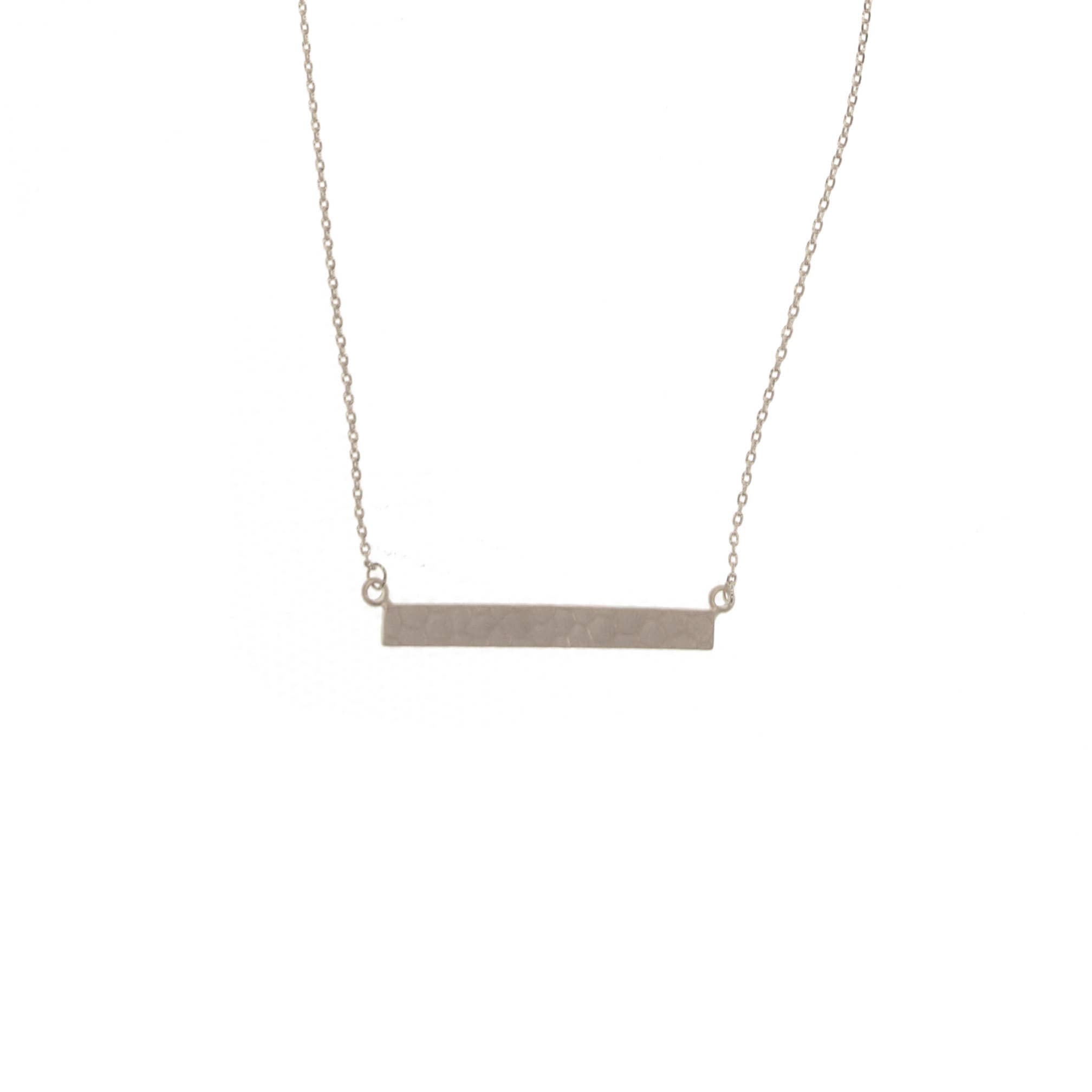 Hammered Horizontal Bar Necklace: Silver
