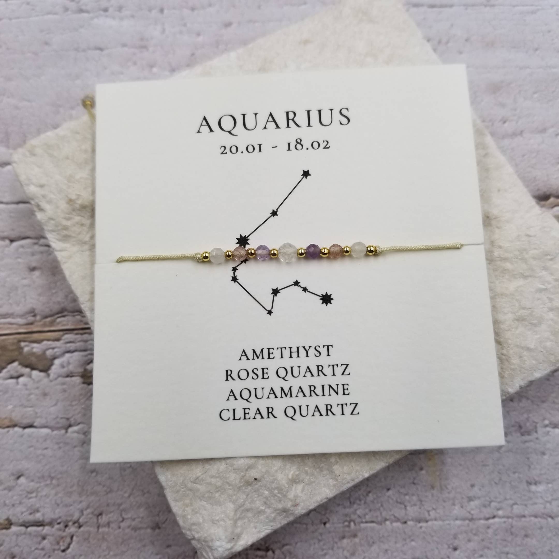 Constellation Natural Stone Bead Friendship Bracelet: AQUARIUS