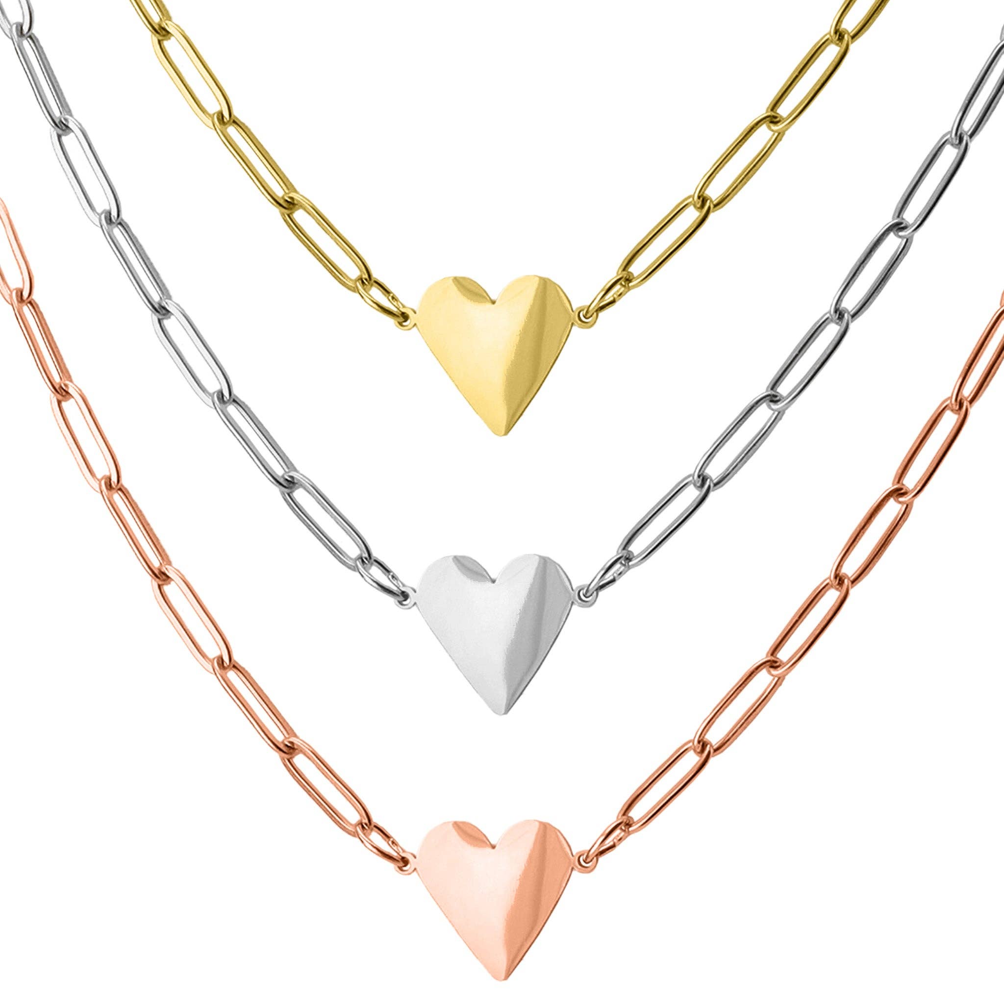 Heart Paperclip Necklace, Stainless