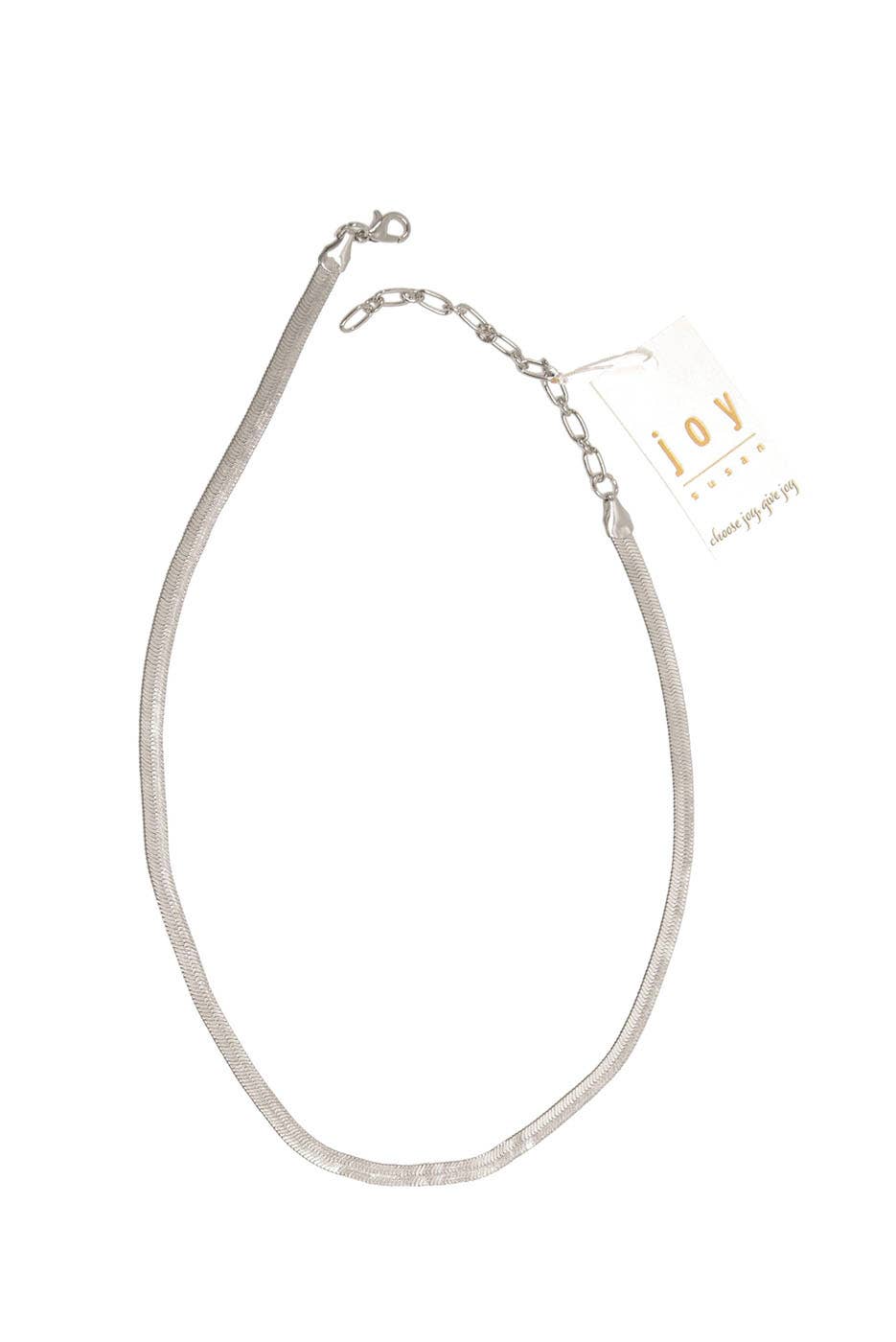 16"+3 Herringbone Chain Necklace: Silver