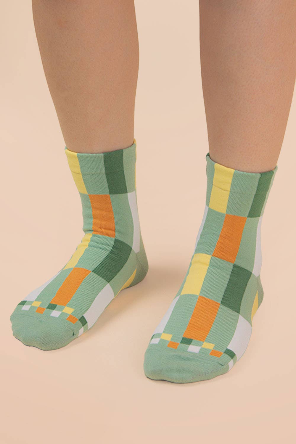 Color block casual socks: SAGE