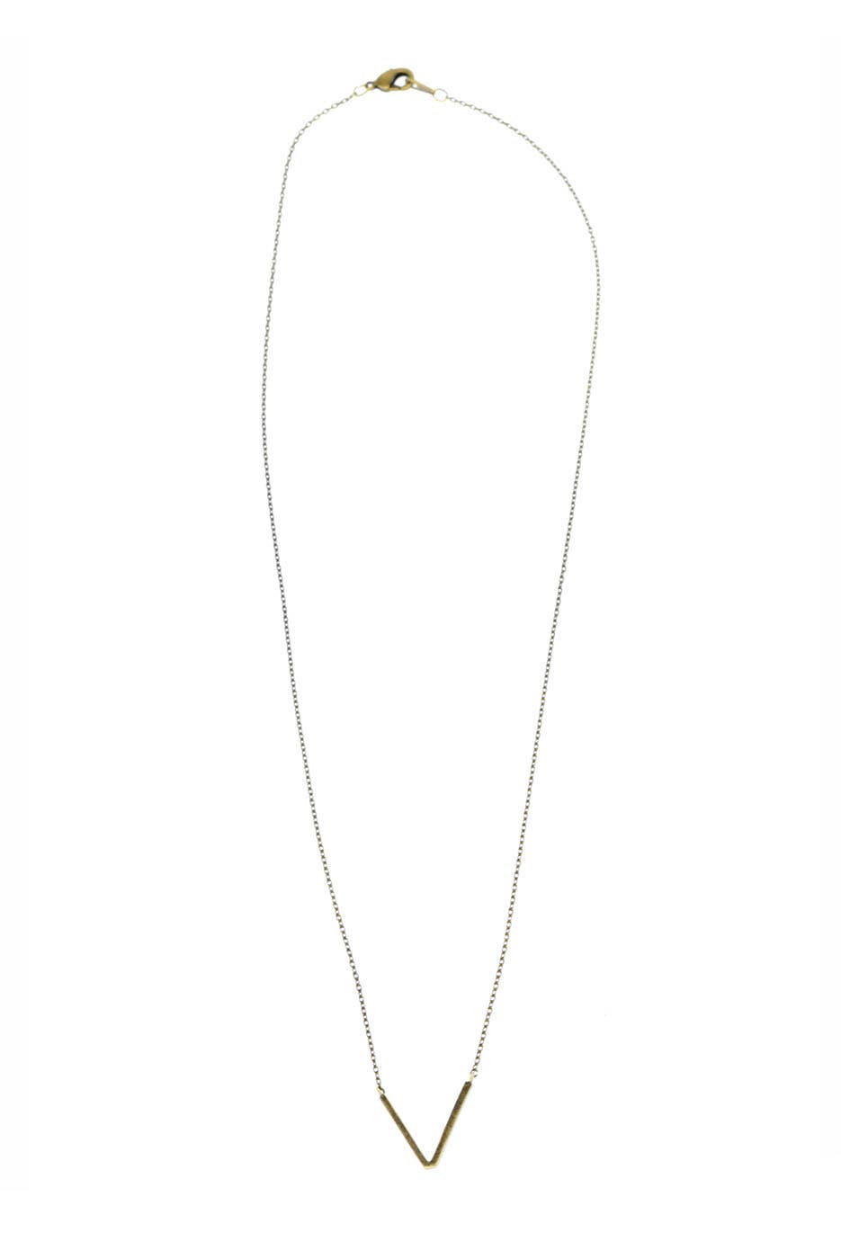 Chevron Pendant Necklace: Gold
