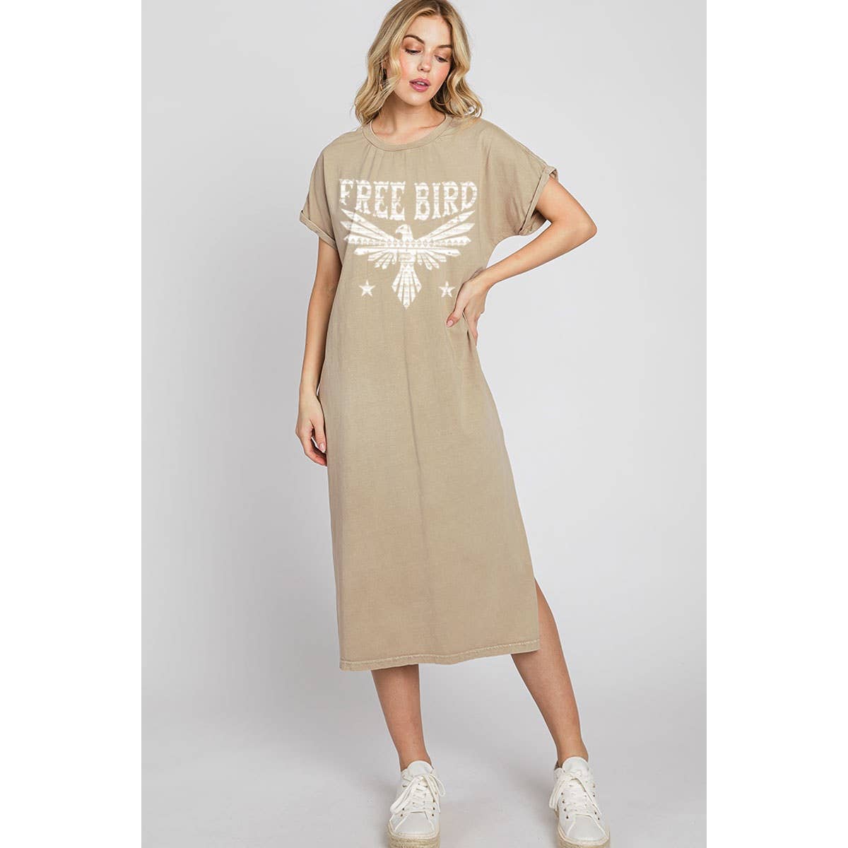 FREE BIRD MINERAL GRAPHIC DRESS : Mineral Taupe, L