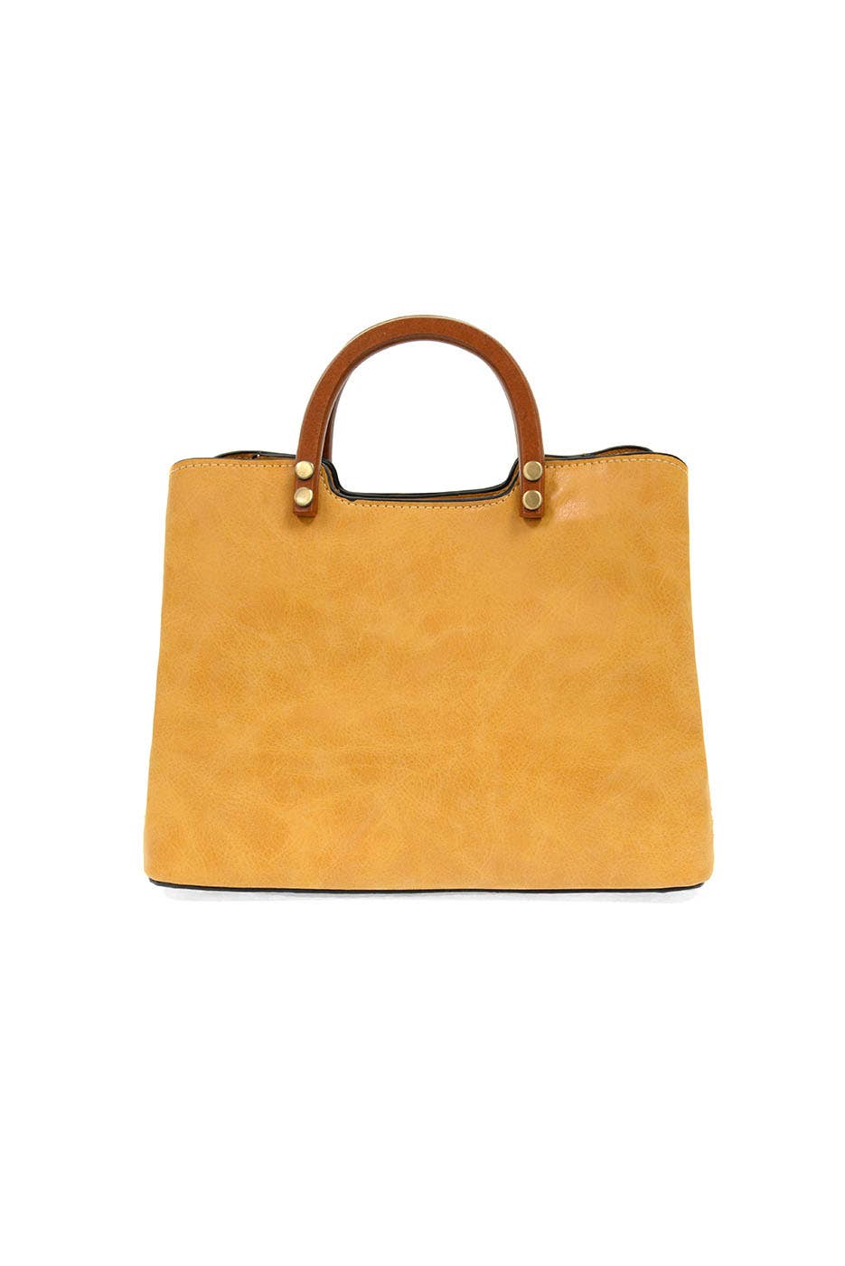 Angie Vintage Satchel with Wood Handle: Dijon