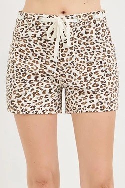 Cream Leopard Patch Pocket Short