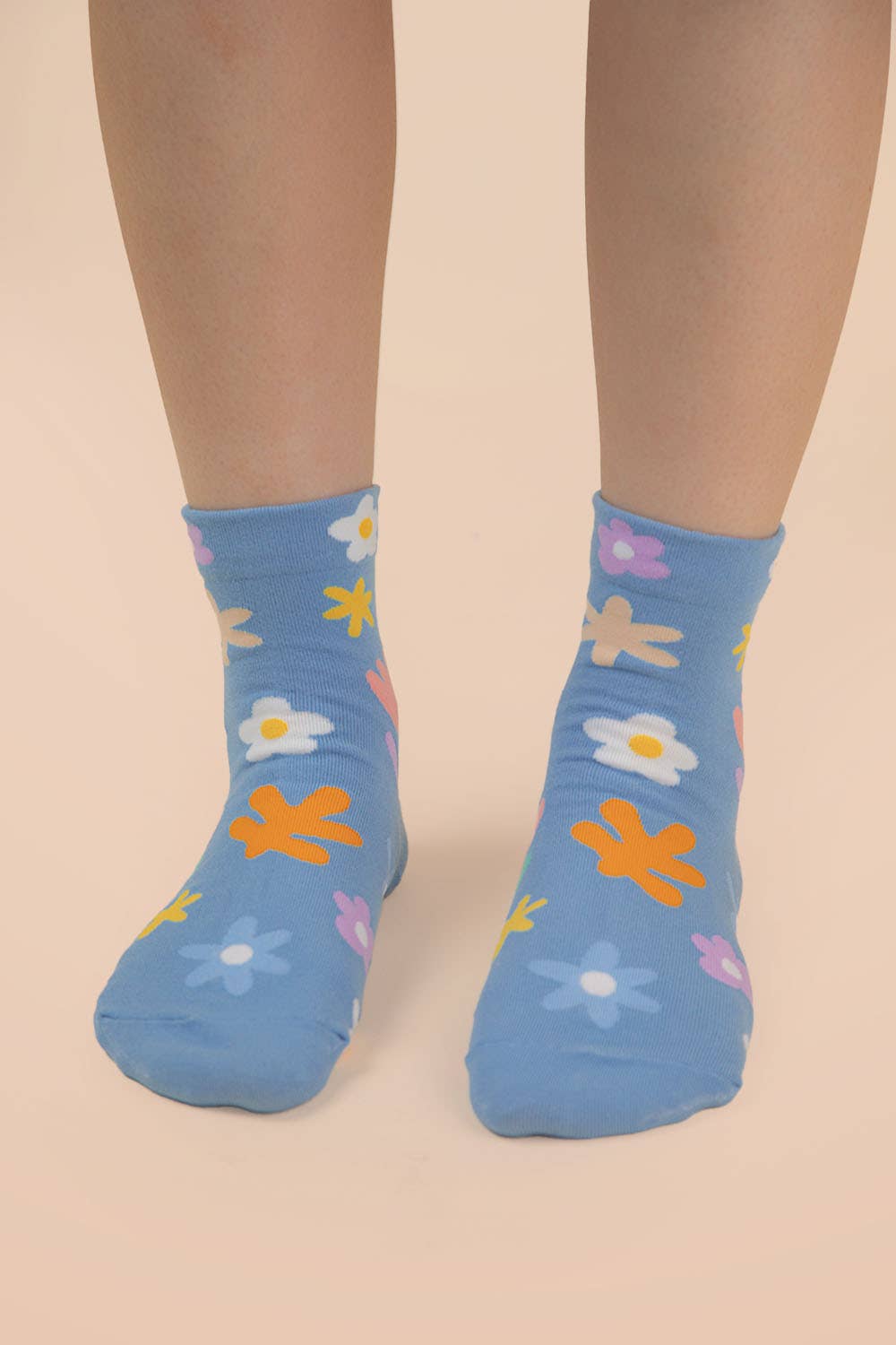Floral print causal socks: Yellow