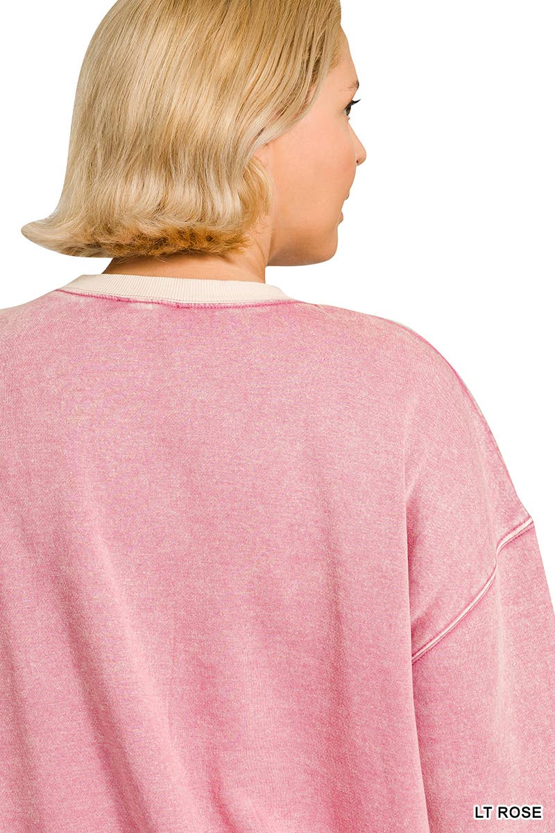 Plus Acid Washed Crew Sweatshirt: ASH MOCHA