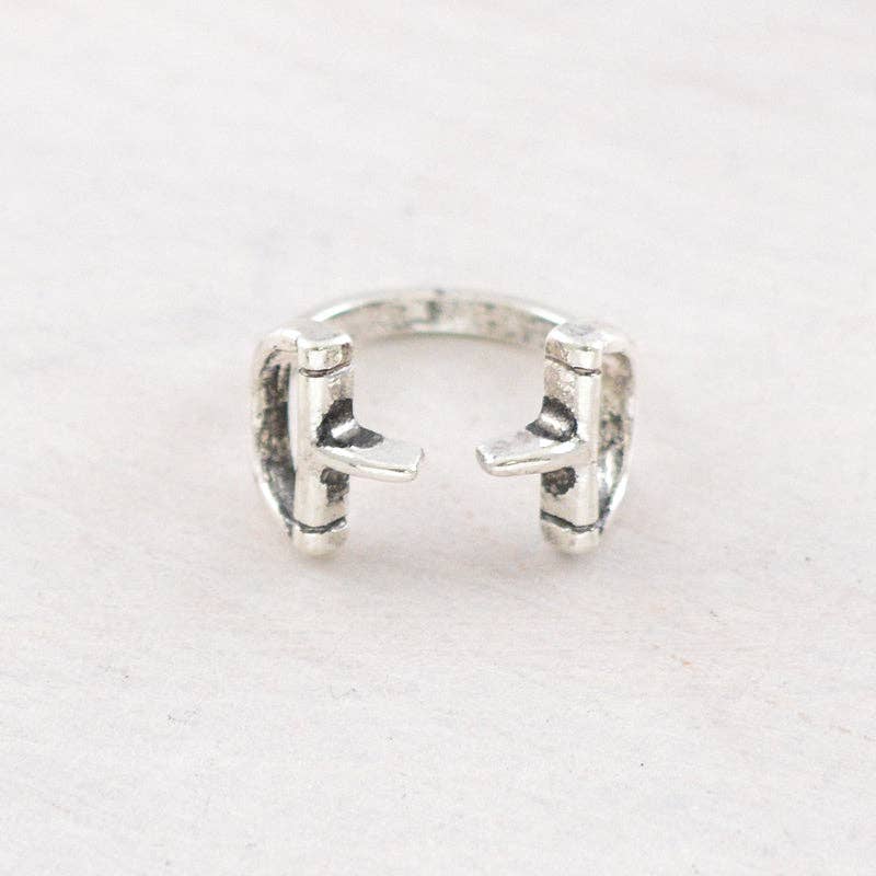 Western Bit Cuff Ring: Silver