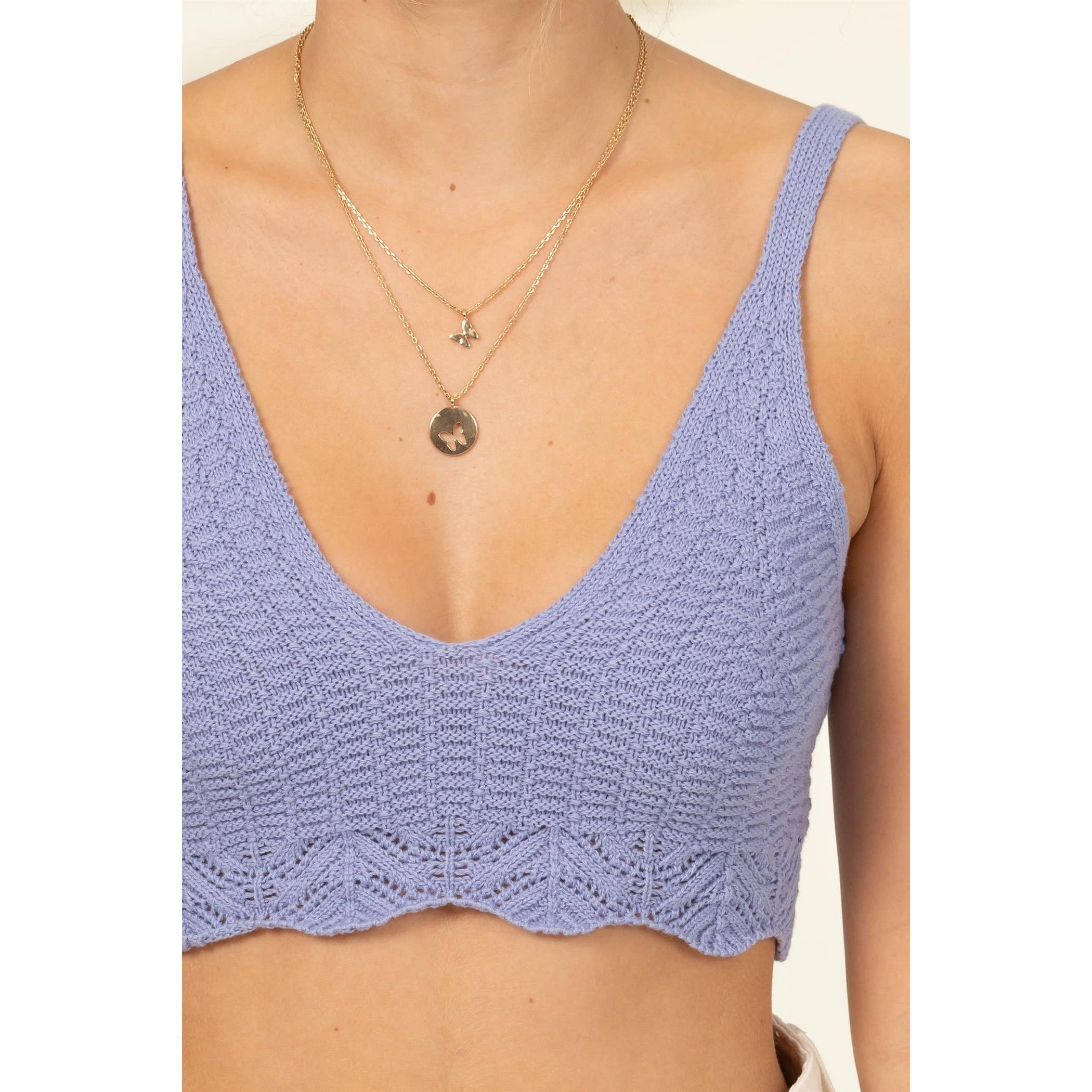 Crochet Knit Bralette: PASTEL VIOLET