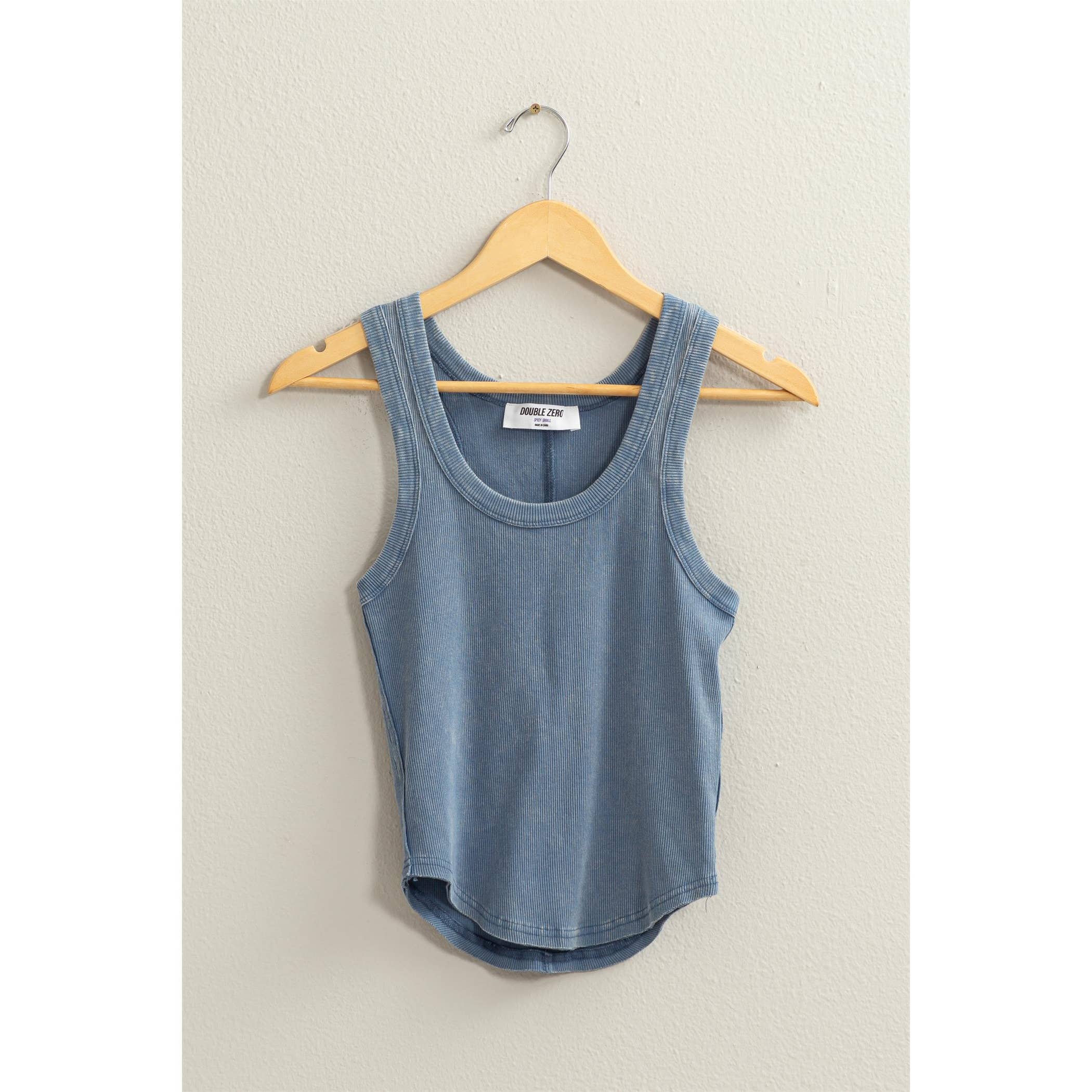 Acid Washed Tank Top: RASPBERRY