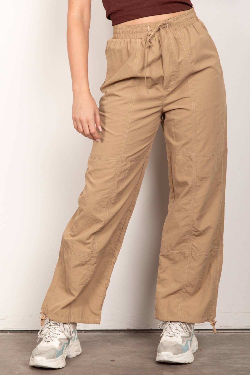 Woven Parachute Activewear Jogger Pants: DENIM