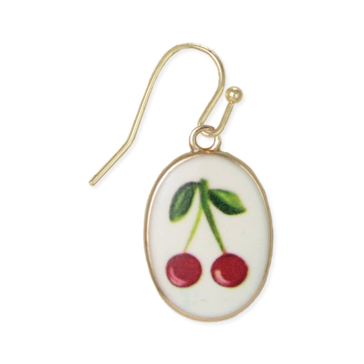Cherry Vintage Enamel Cherries Gold Earrings
