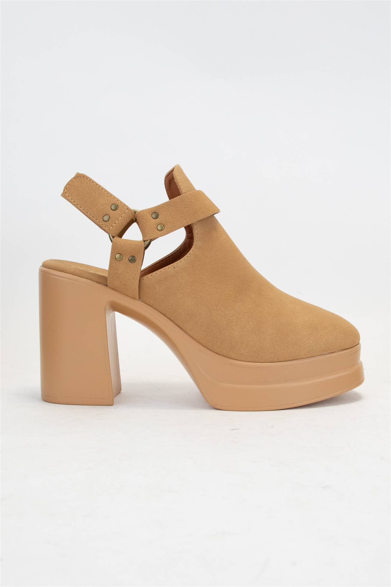 PALAZZO Slingback Cutout Platform Bootie Chunky Block Heel: TOFFEE