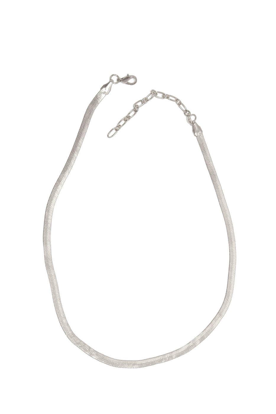 16"+3 Herringbone Chain Necklace: Silver