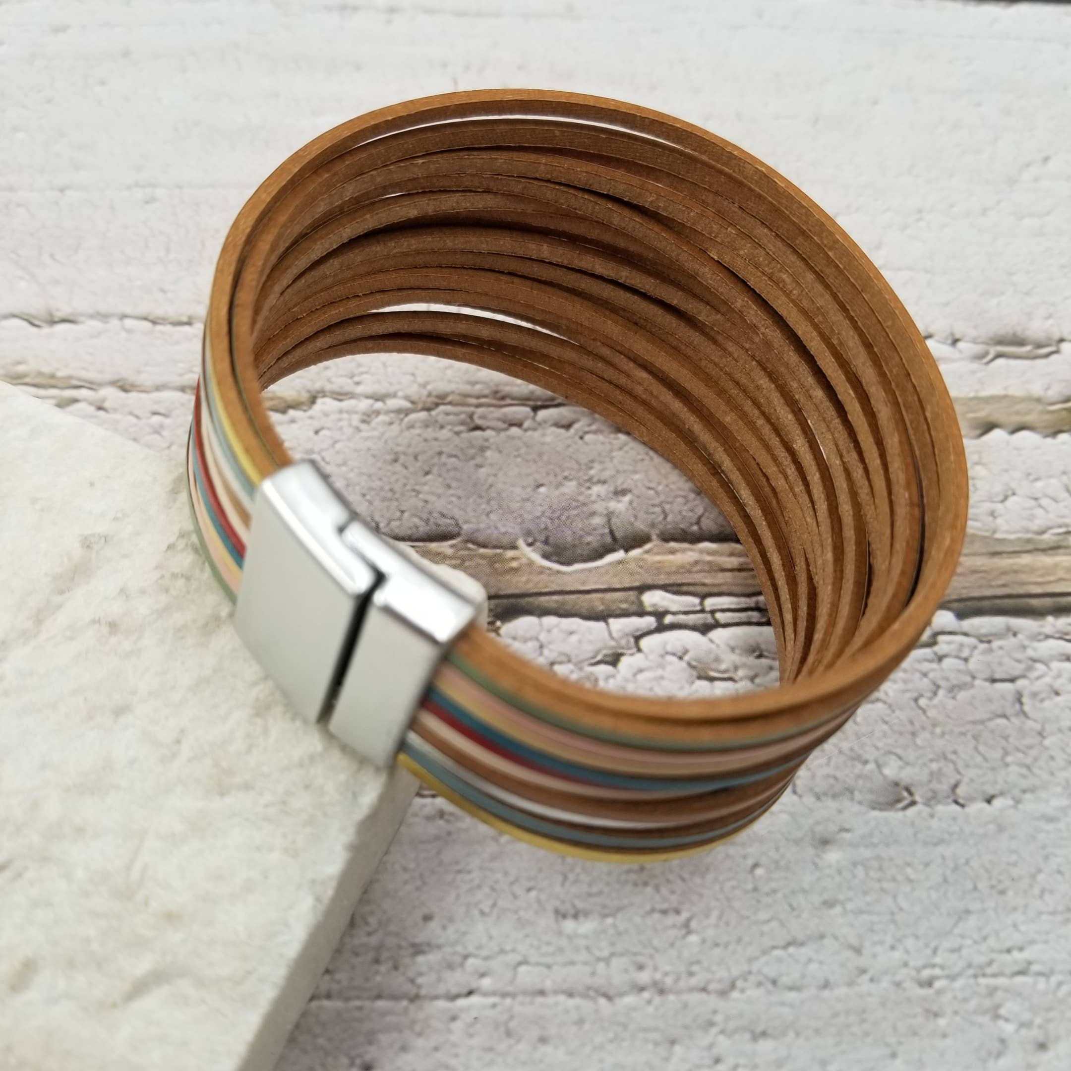 Boho Colorful Leather Magnetic Buckle Bracelet