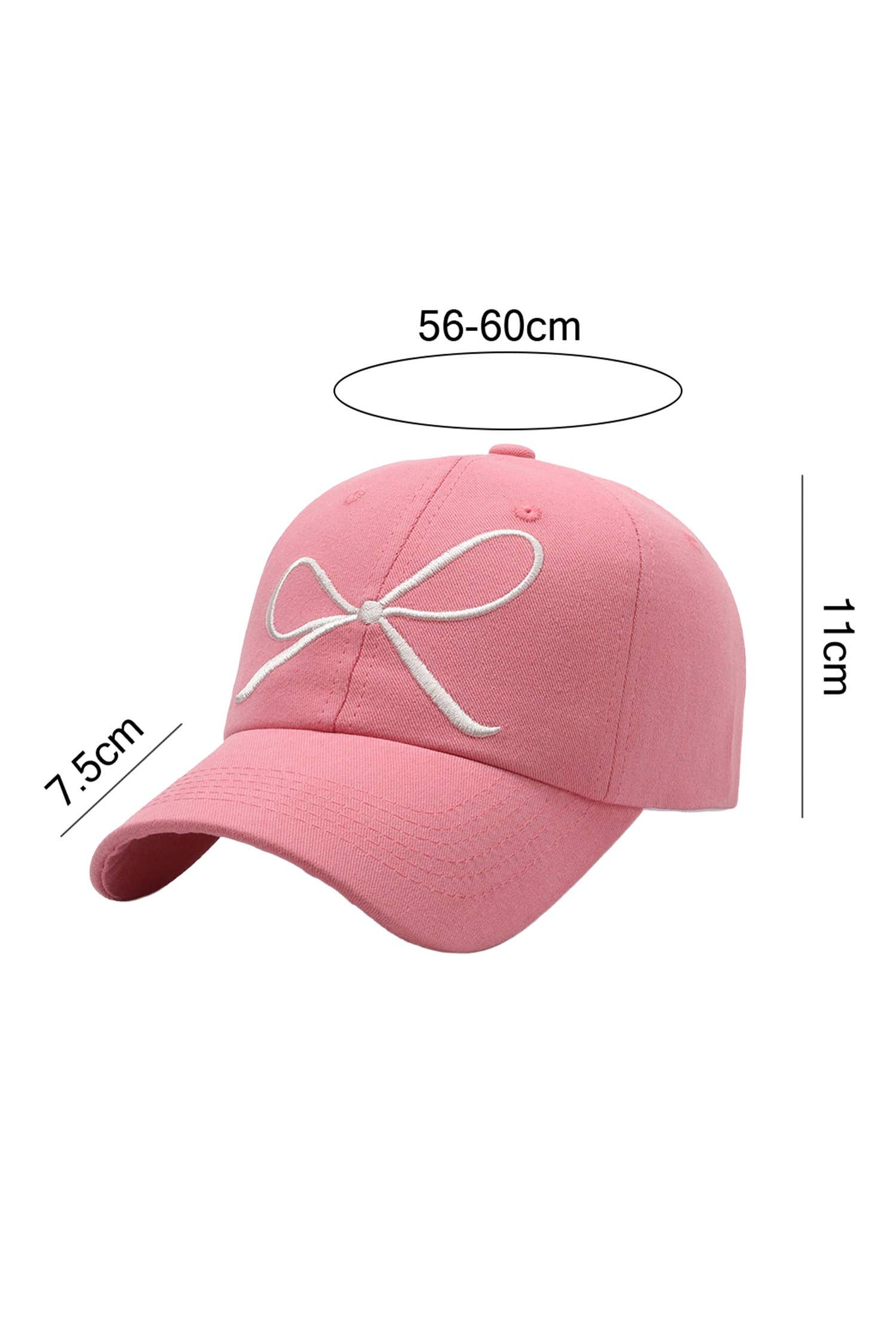 Bow Embroidered Baseball Cap Gifts: Pink, ONE SIZE