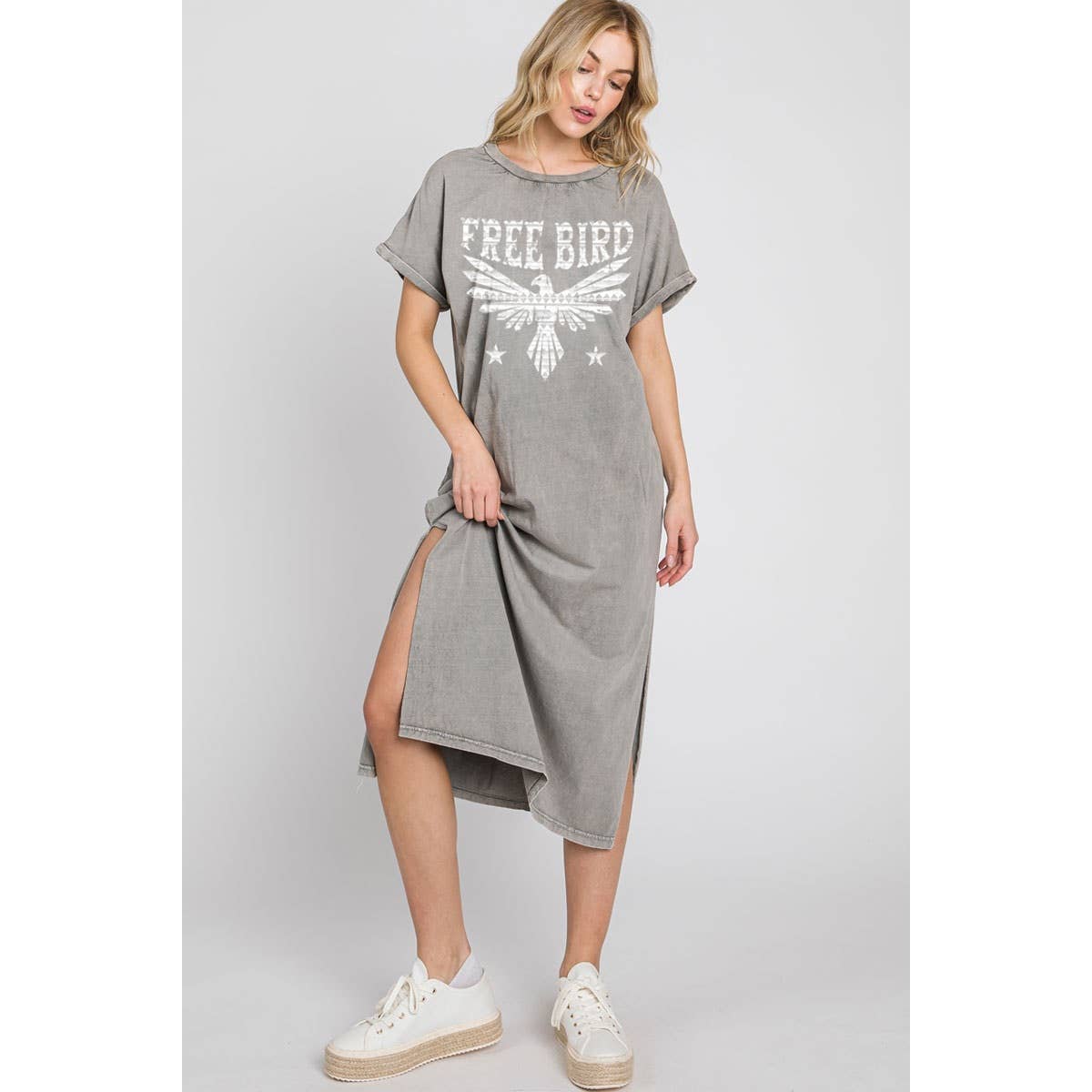 FREE BIRD MINERAL GRAPHIC DRESS : Mineral Black, S