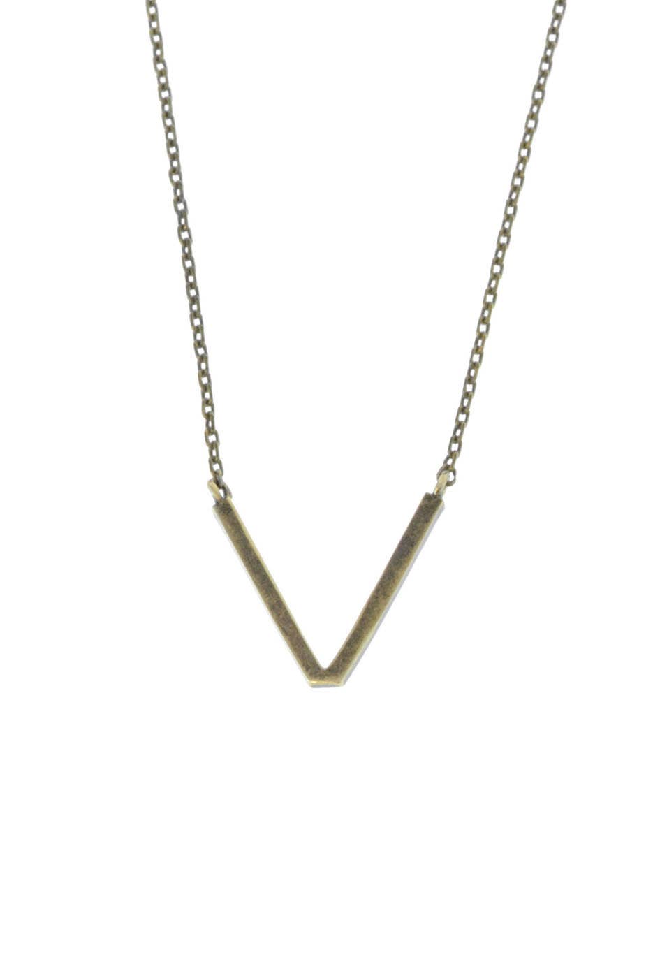 Chevron Pendant Necklace: Gold