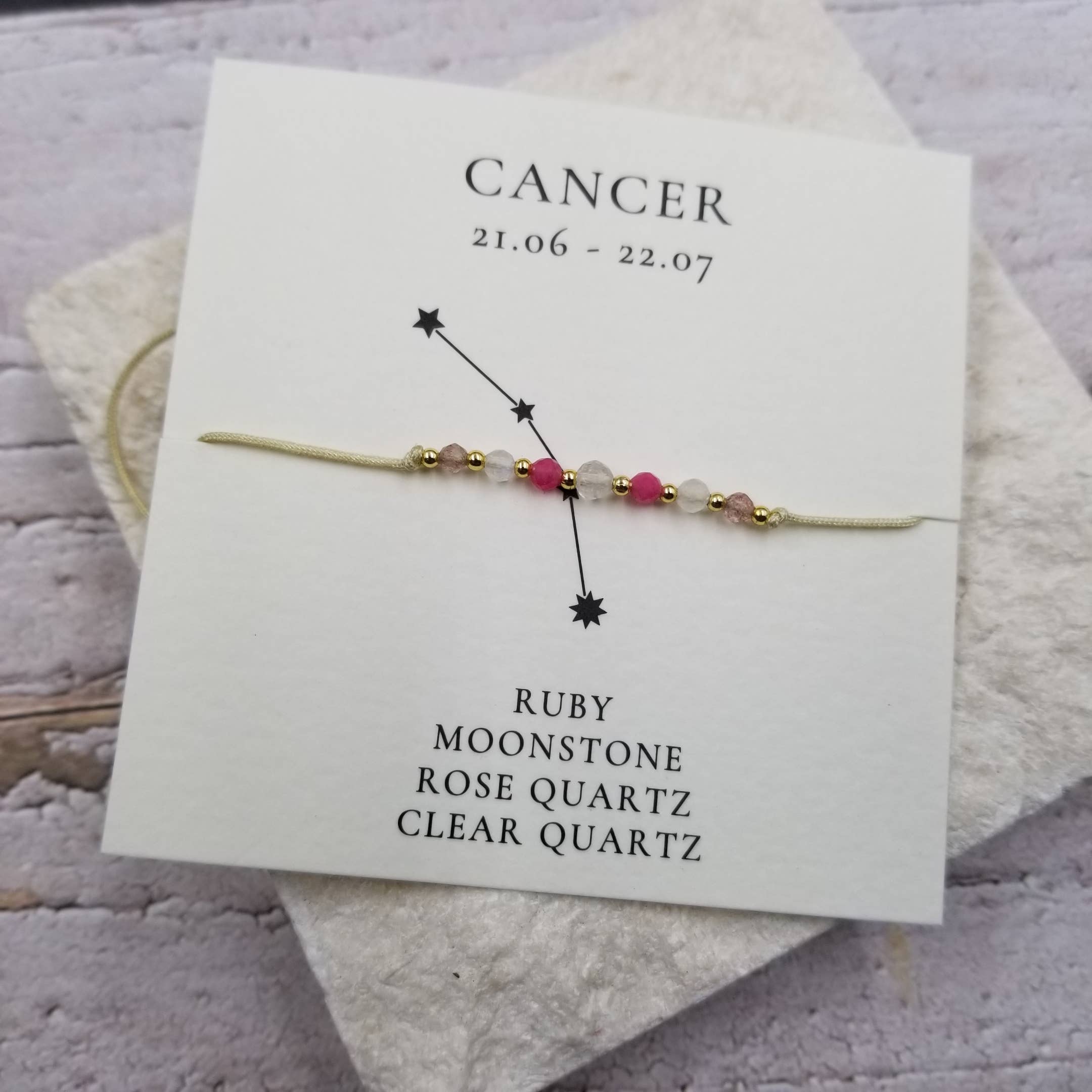 Constellation Natural Stone Bead Friendship Bracelet: CANCER