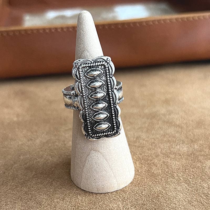 Western Concho Ring: Silver