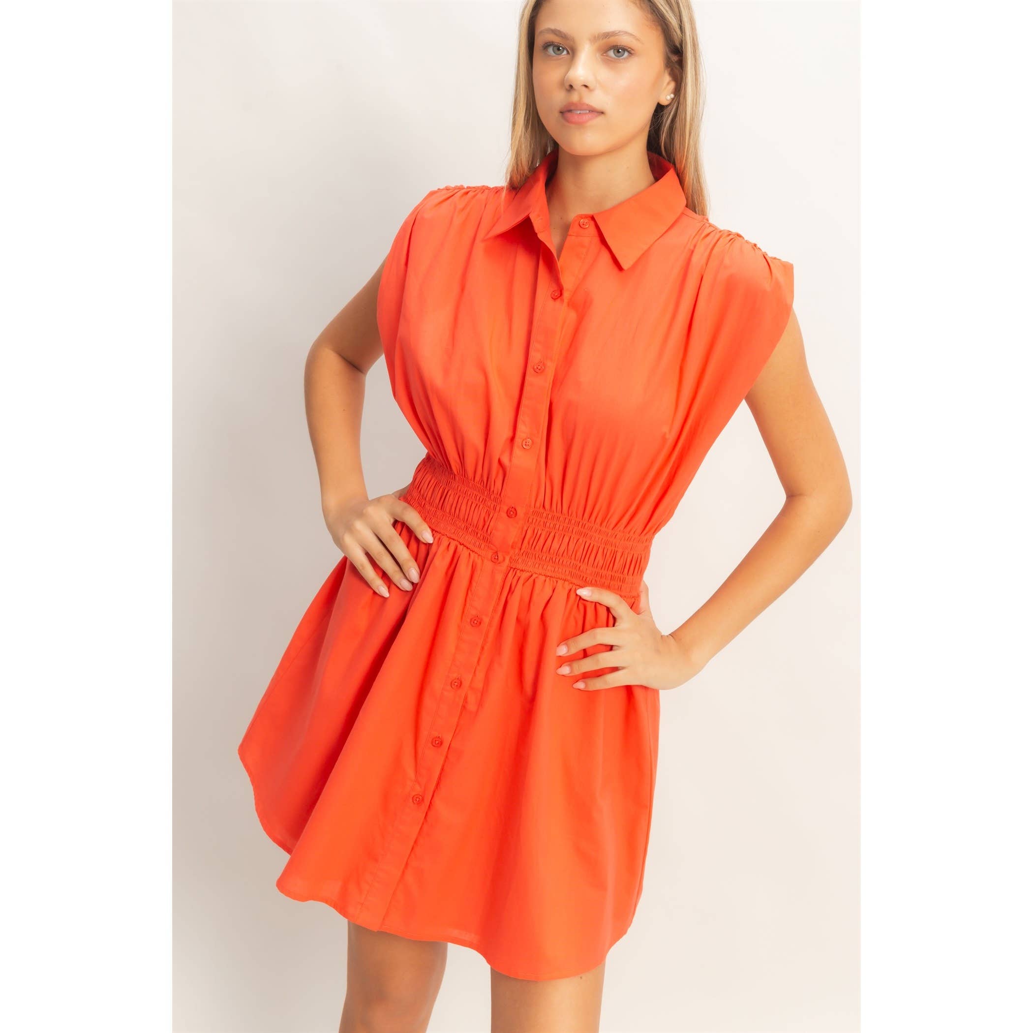 Sleeveless Button-Up Dress: SKY BLUE