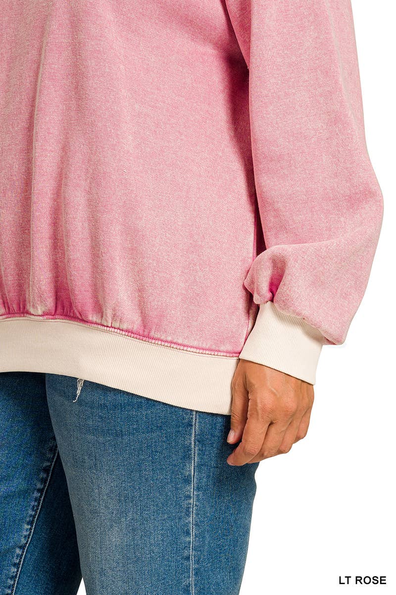 Plus Acid Washed Crew Sweatshirt: ASH MOCHA