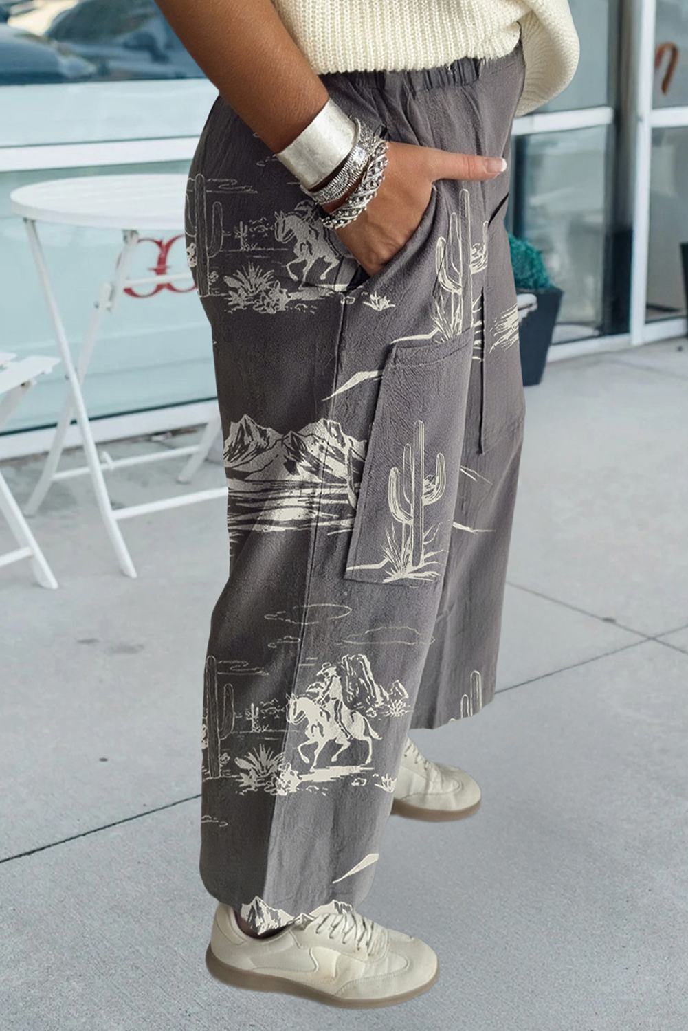 Riding Vintage Printed Shift Jeans: Gray, 10