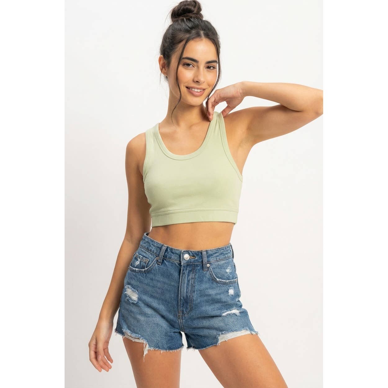 Cropped Tank Top: BUTTER