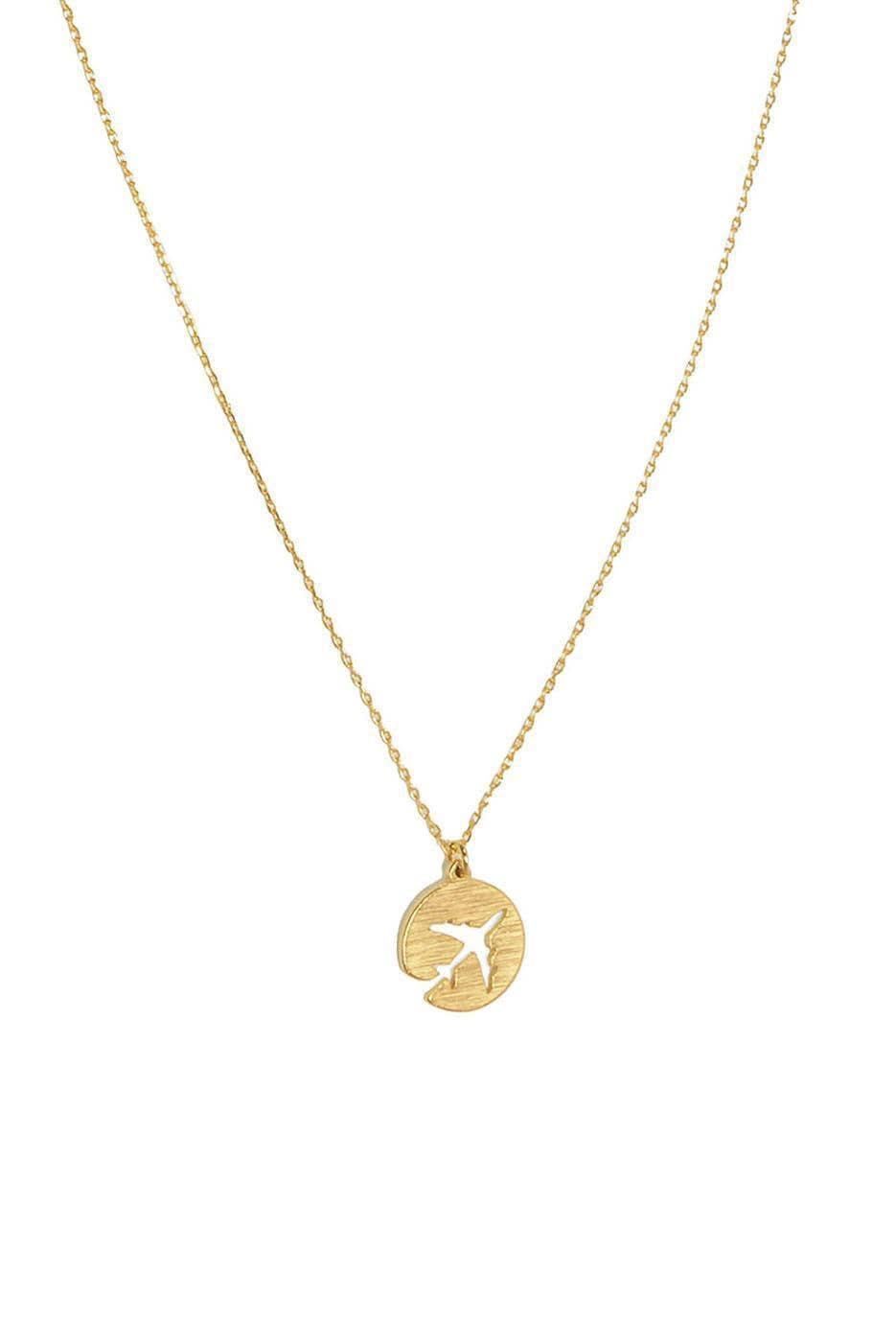 Airplane Pendant Water Resistant Necklace: Silver