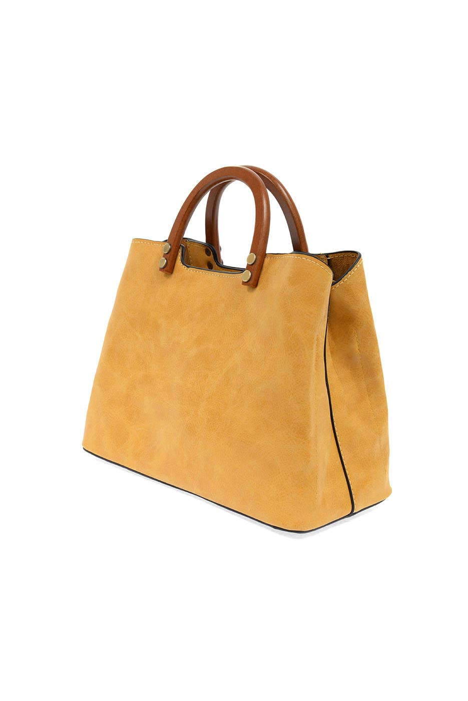 Angie Vintage Satchel with Wood Handle: Dijon