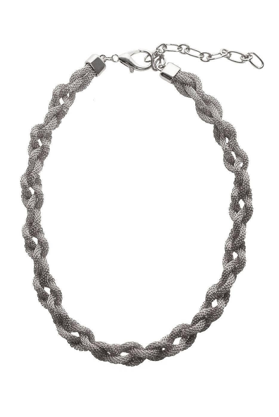 Braided Mesh Necklace: Silver