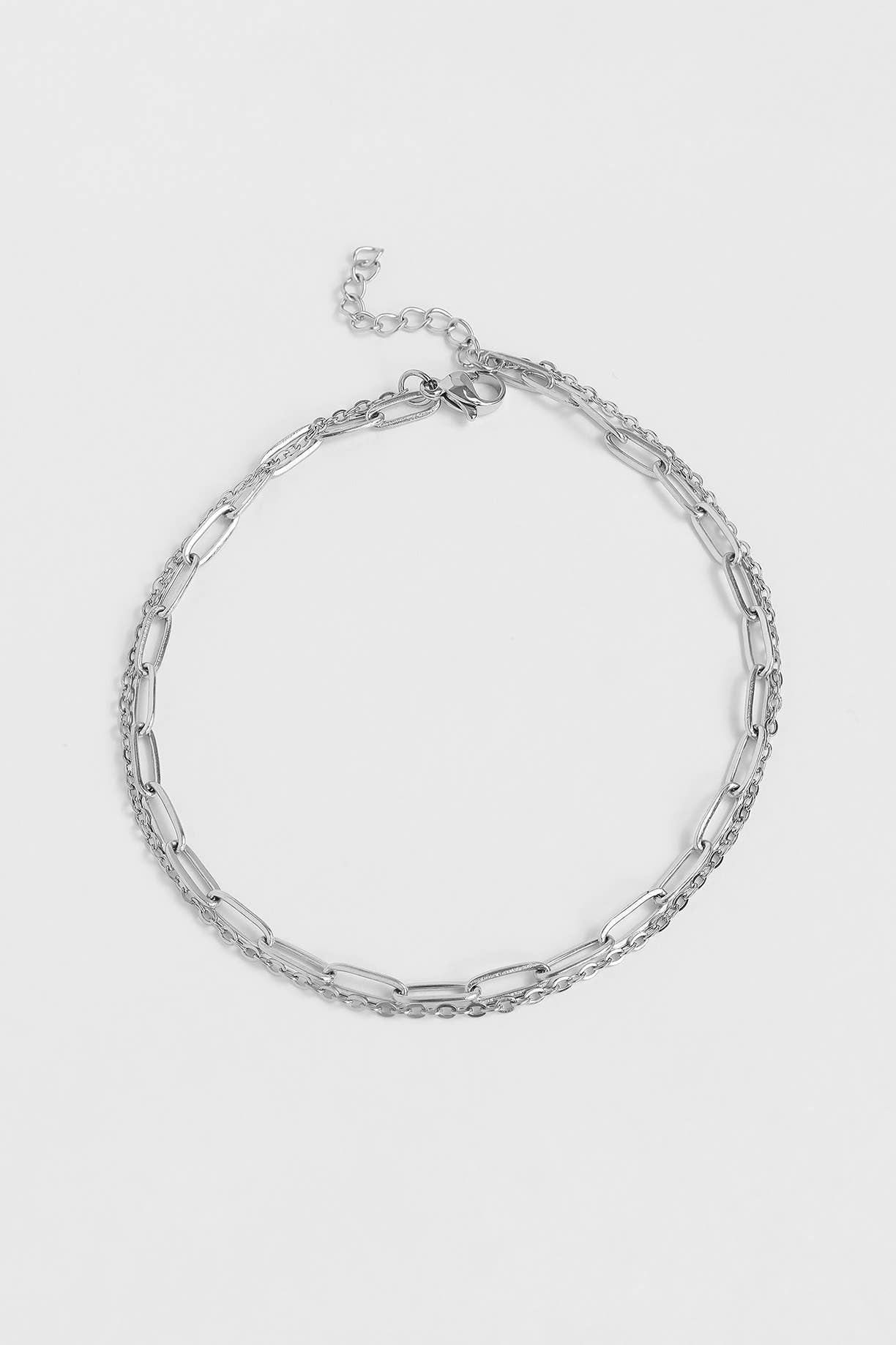 2 Row Paperclip Anklet: Stainless