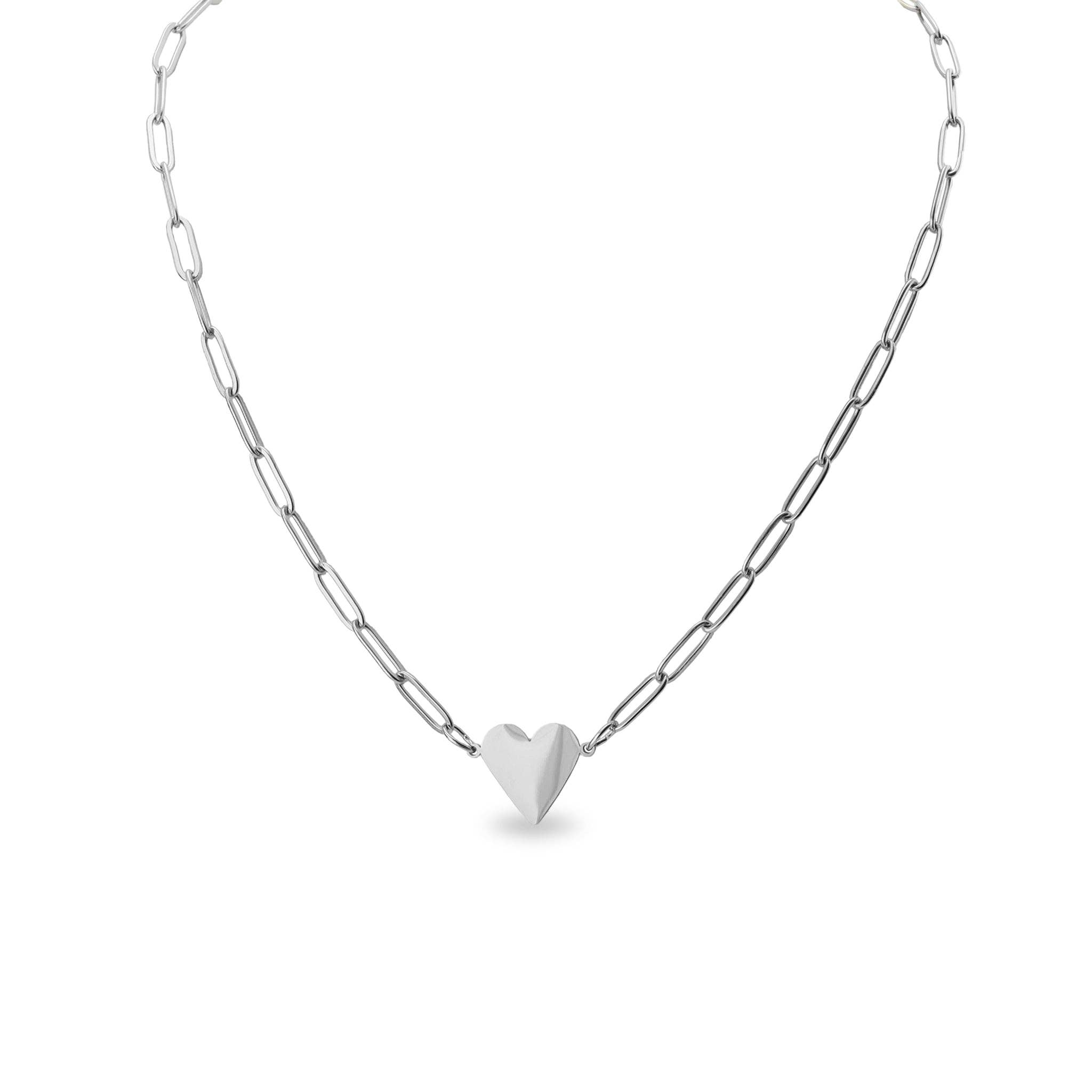 Heart Paperclip Necklace, Stainless