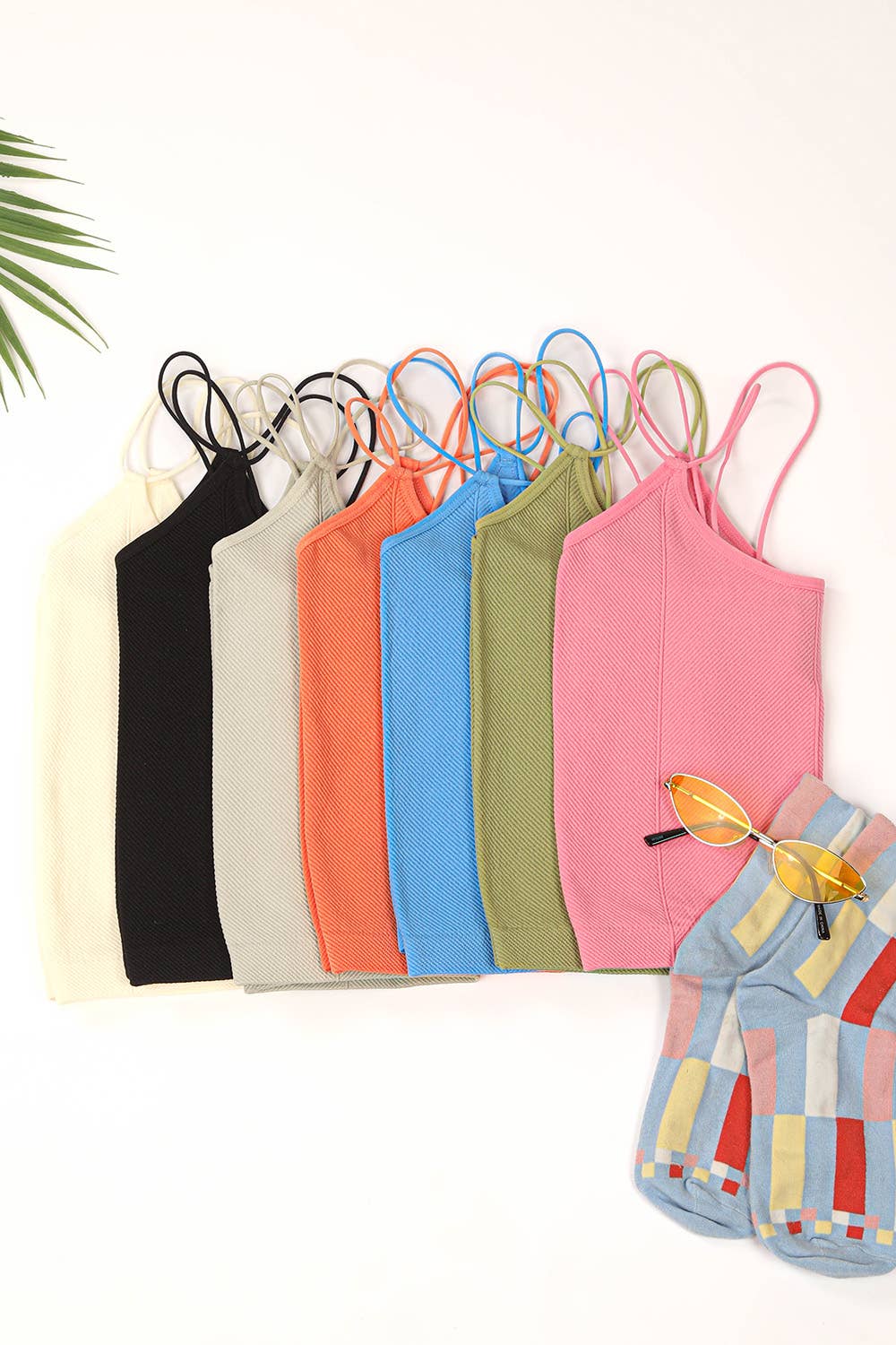 Double Strap Slim Fit Tank Top: Pink