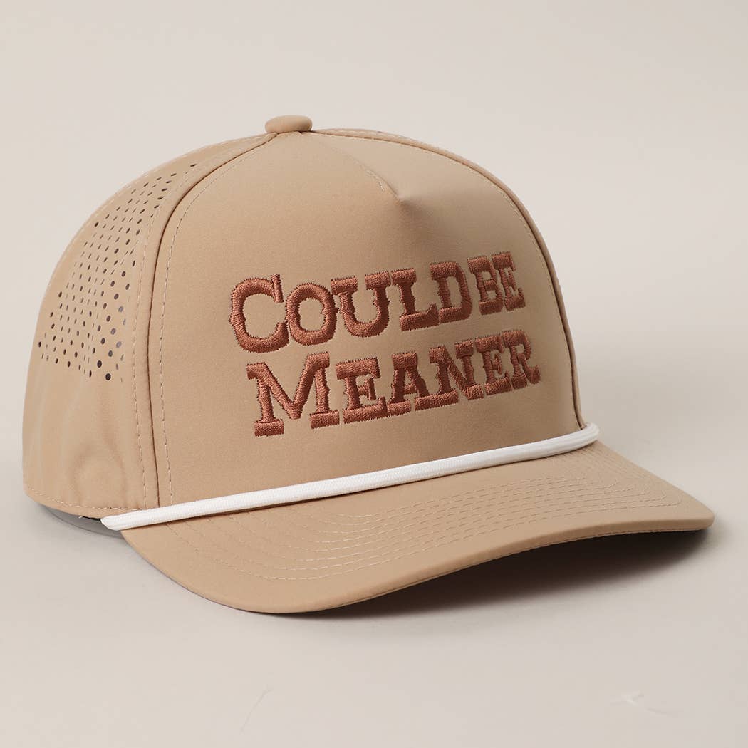 COULD BE MEANER Premium Materials Rope Strap Trucker Hat: SAND/BROWN, One Size