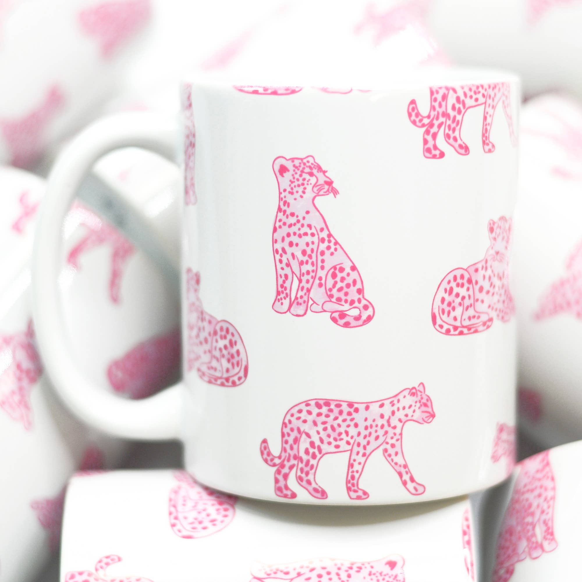Pink Cheetah Ceramic Mug, Grandmillenial, Preppy