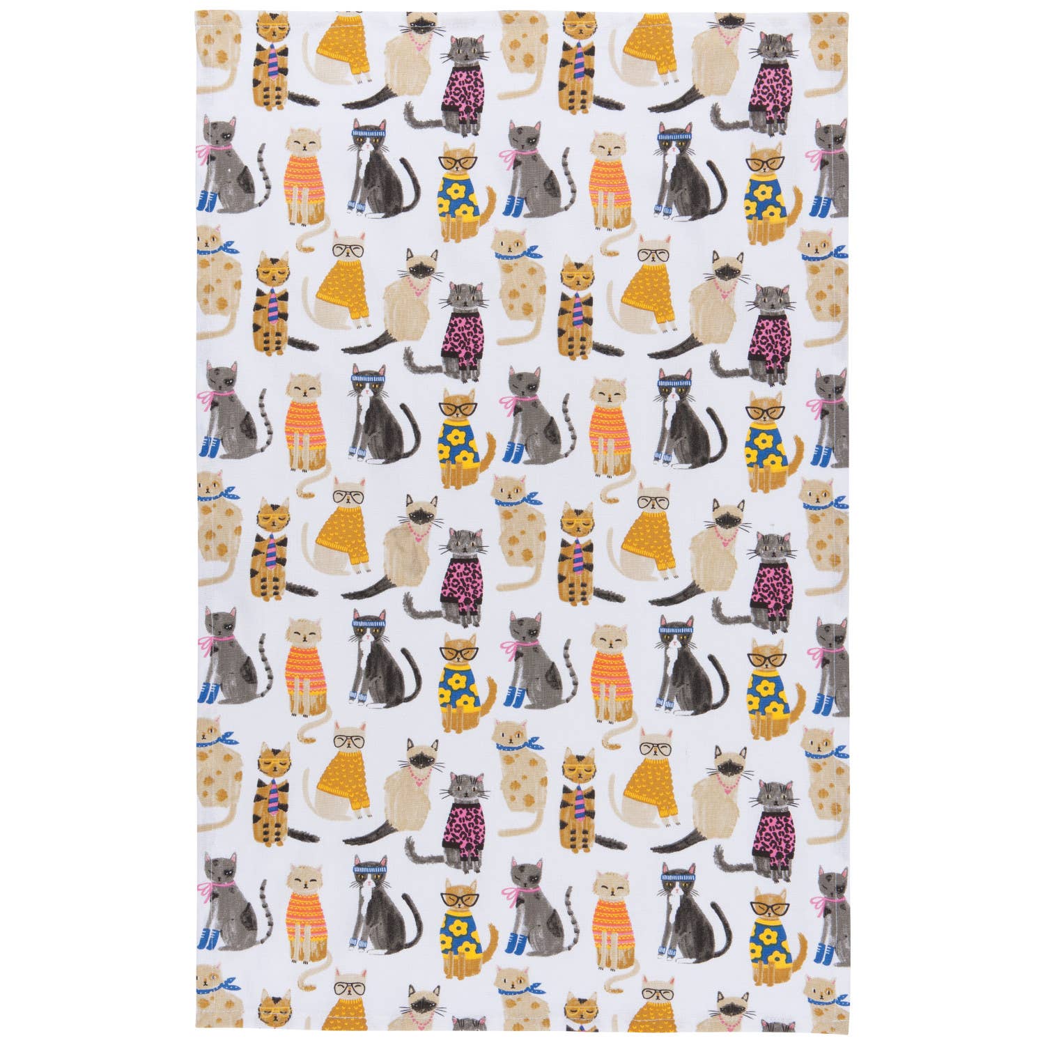 Feline Fine Dishtowel: Multi-Colored