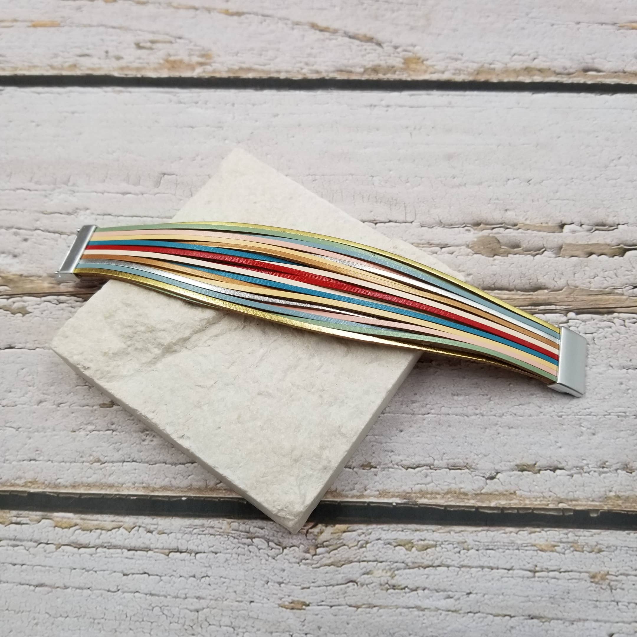 Boho Colorful Leather Magnetic Buckle Bracelet