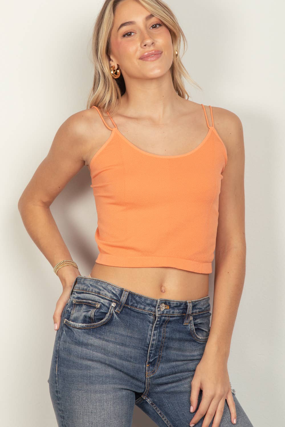 Double Strap Slim Fit Tank Top: Pink