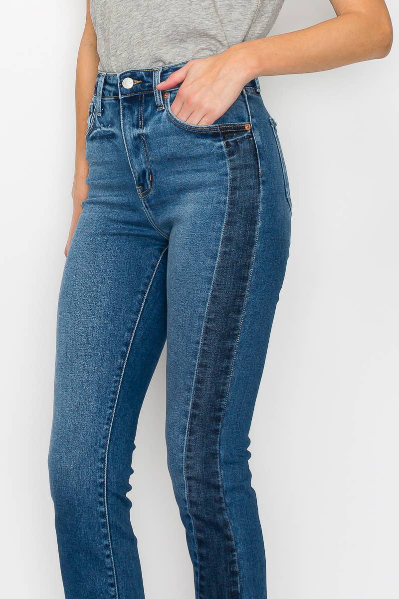 HIGH RISE SLIM STRAIGHT JEANS: DARK, 11