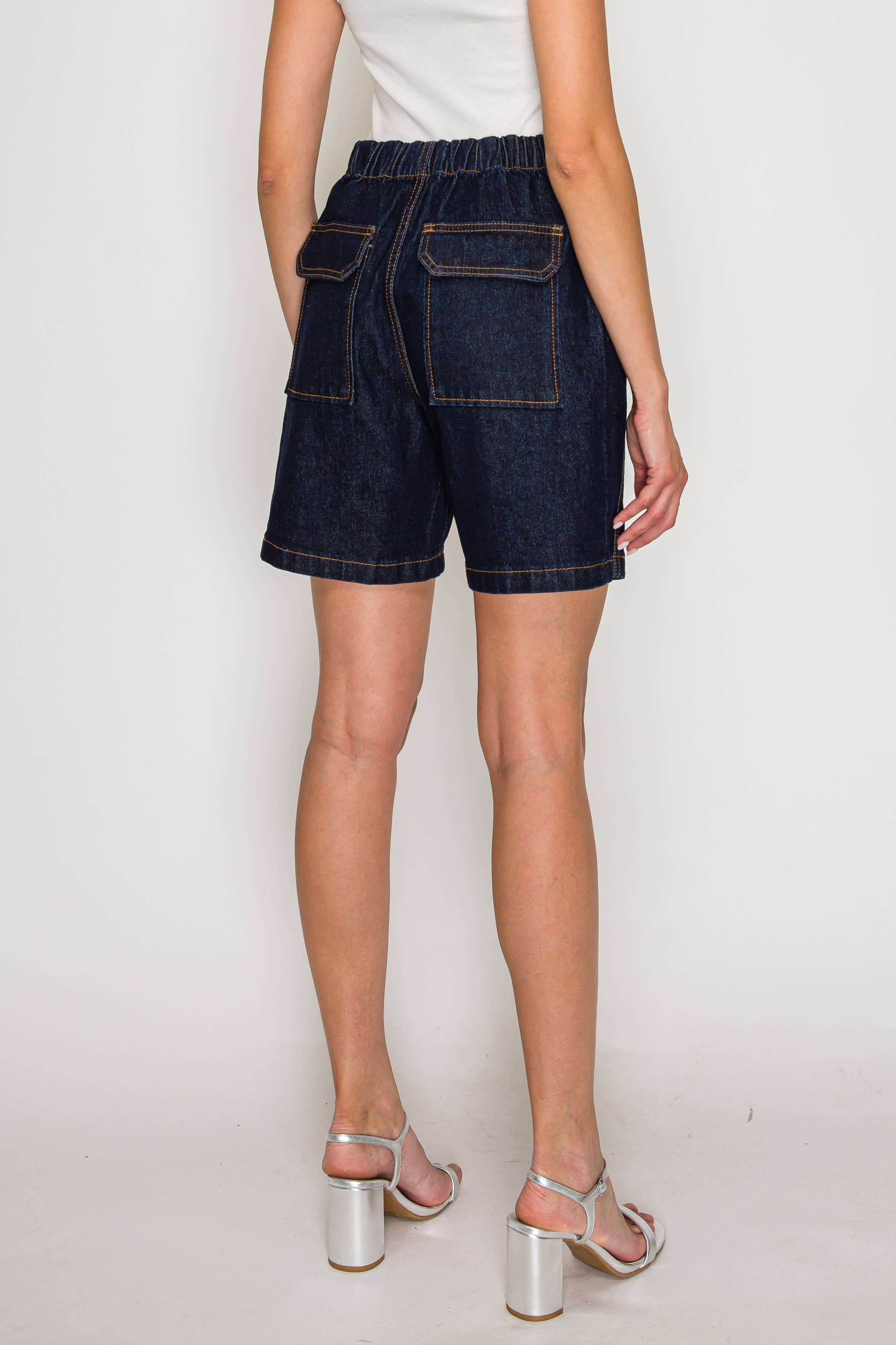 HIGH RISE BERMUDA WITH DRAWSTRING JEANS: 10