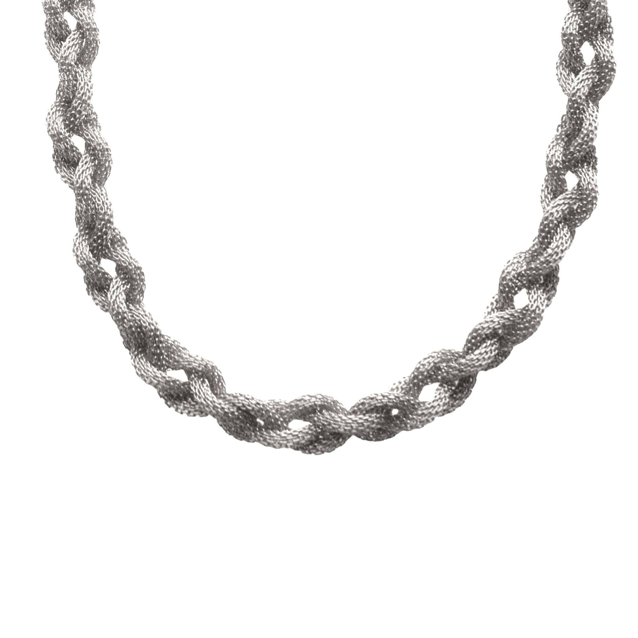 Braided Mesh Necklace: Silver
