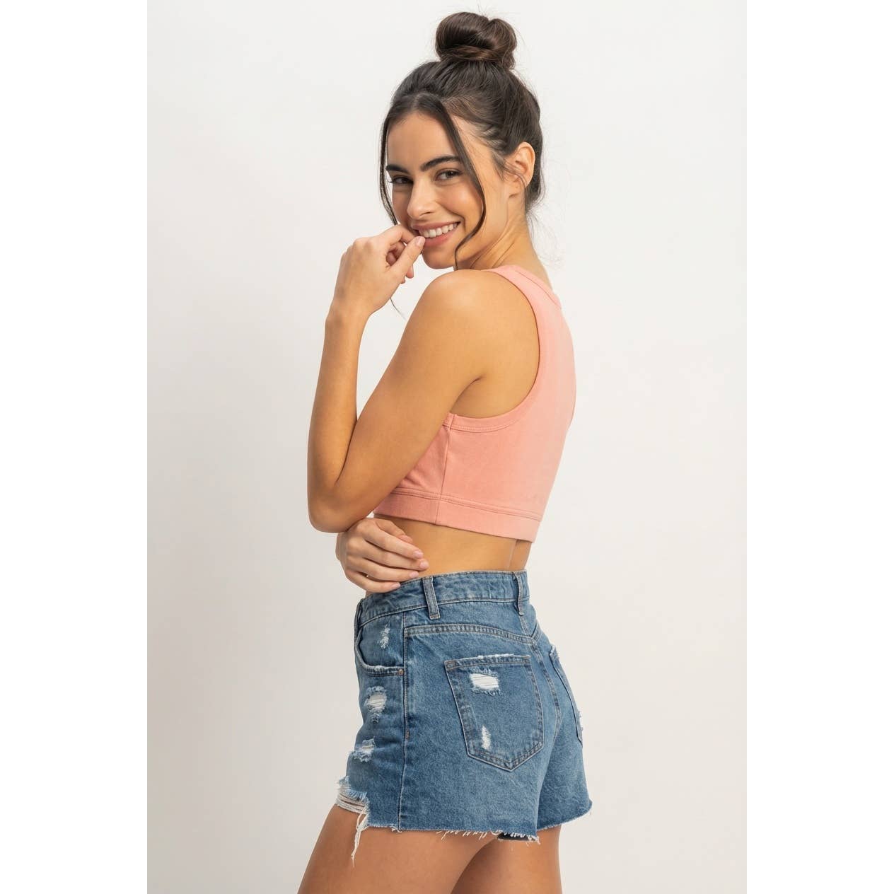 Cropped Tank Top: TEAK ROSE