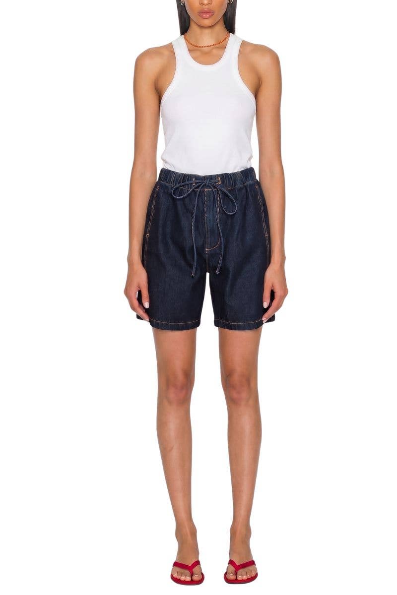HIGH RISE BERMUDA WITH DRAWSTRING JEANS: 10