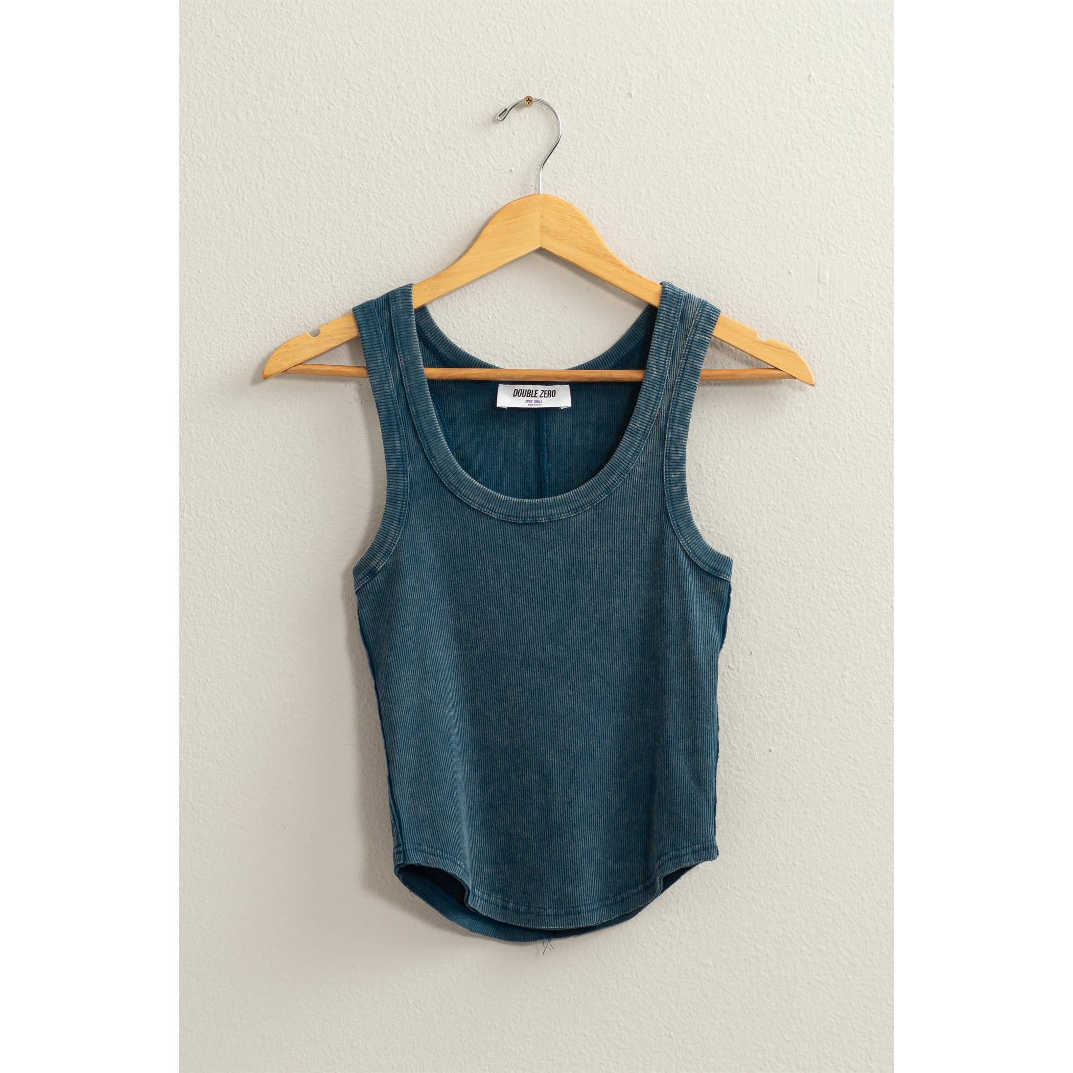 Acid Washed Tank Top: RASPBERRY