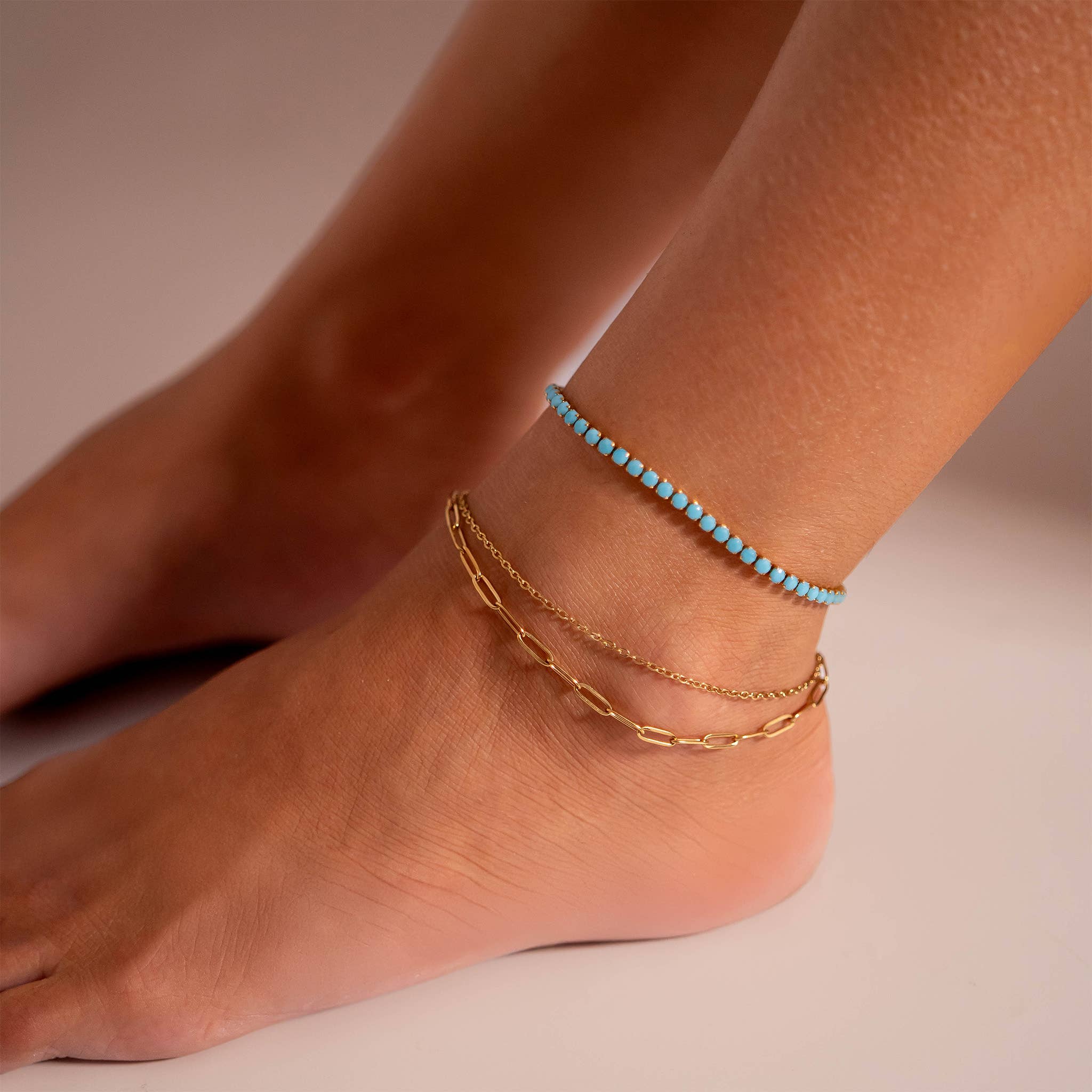 2 Row Paperclip Anklet: Stainless
